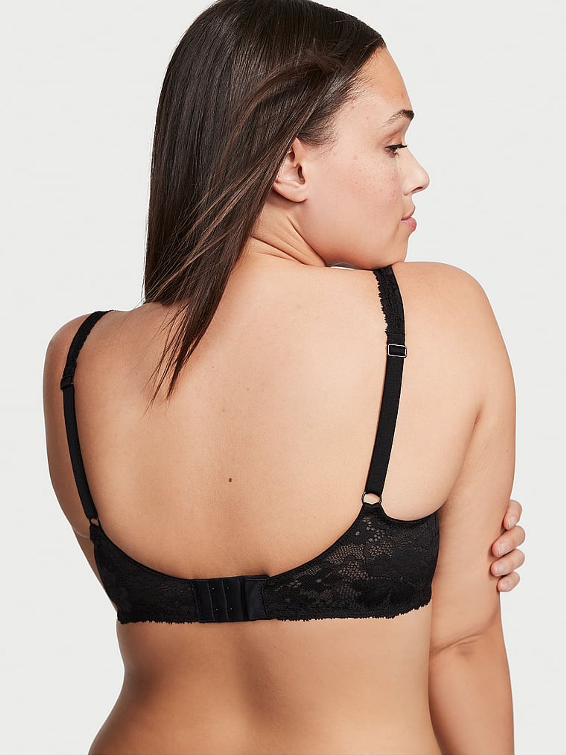 Black Lace Unlined Demi Invisible Lift Minimiser Bra - Image 2 of 3