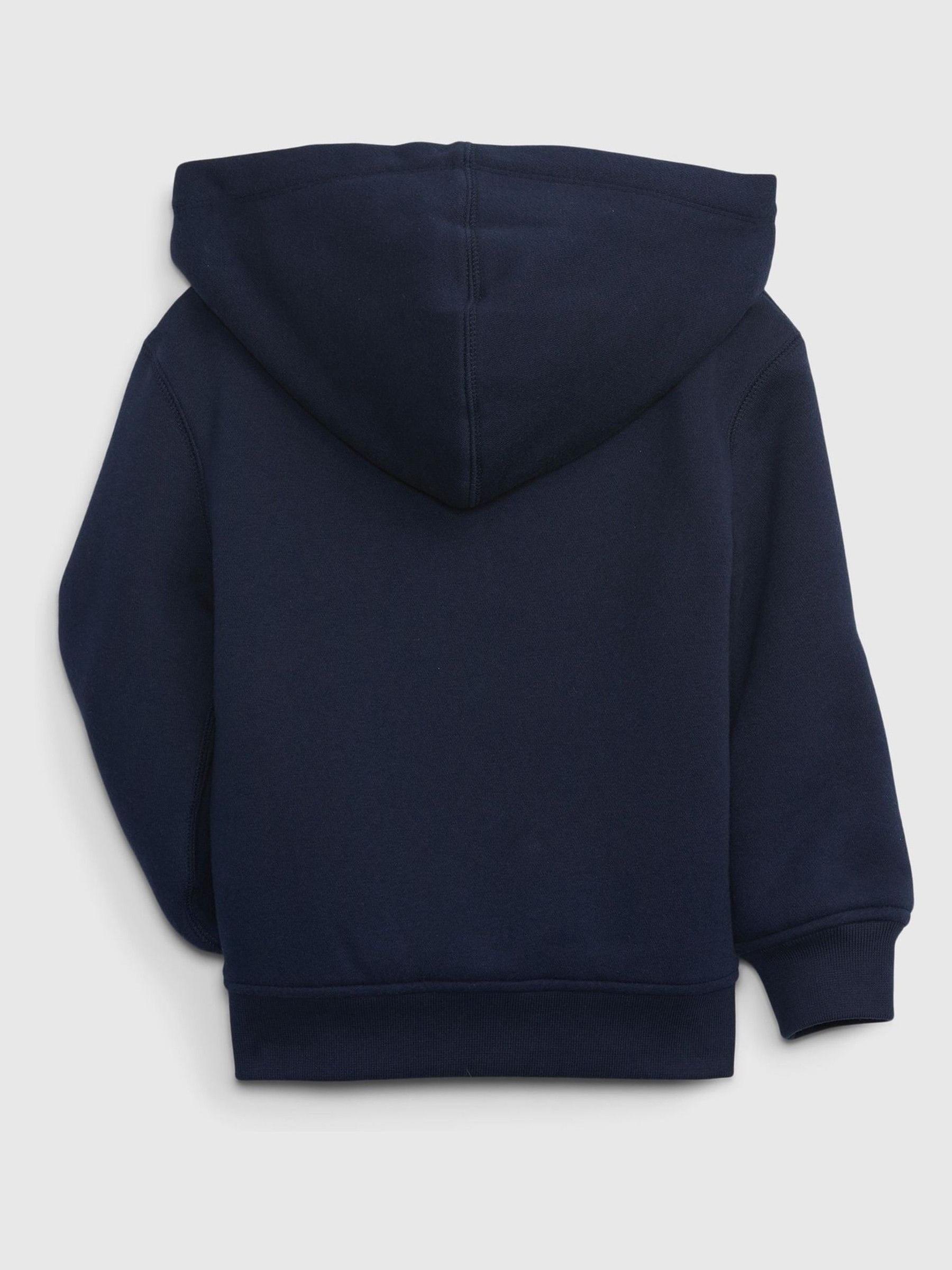 Navy Blue Logo Zip Up Sherpa Lined Hoodie - Image 2 of 2