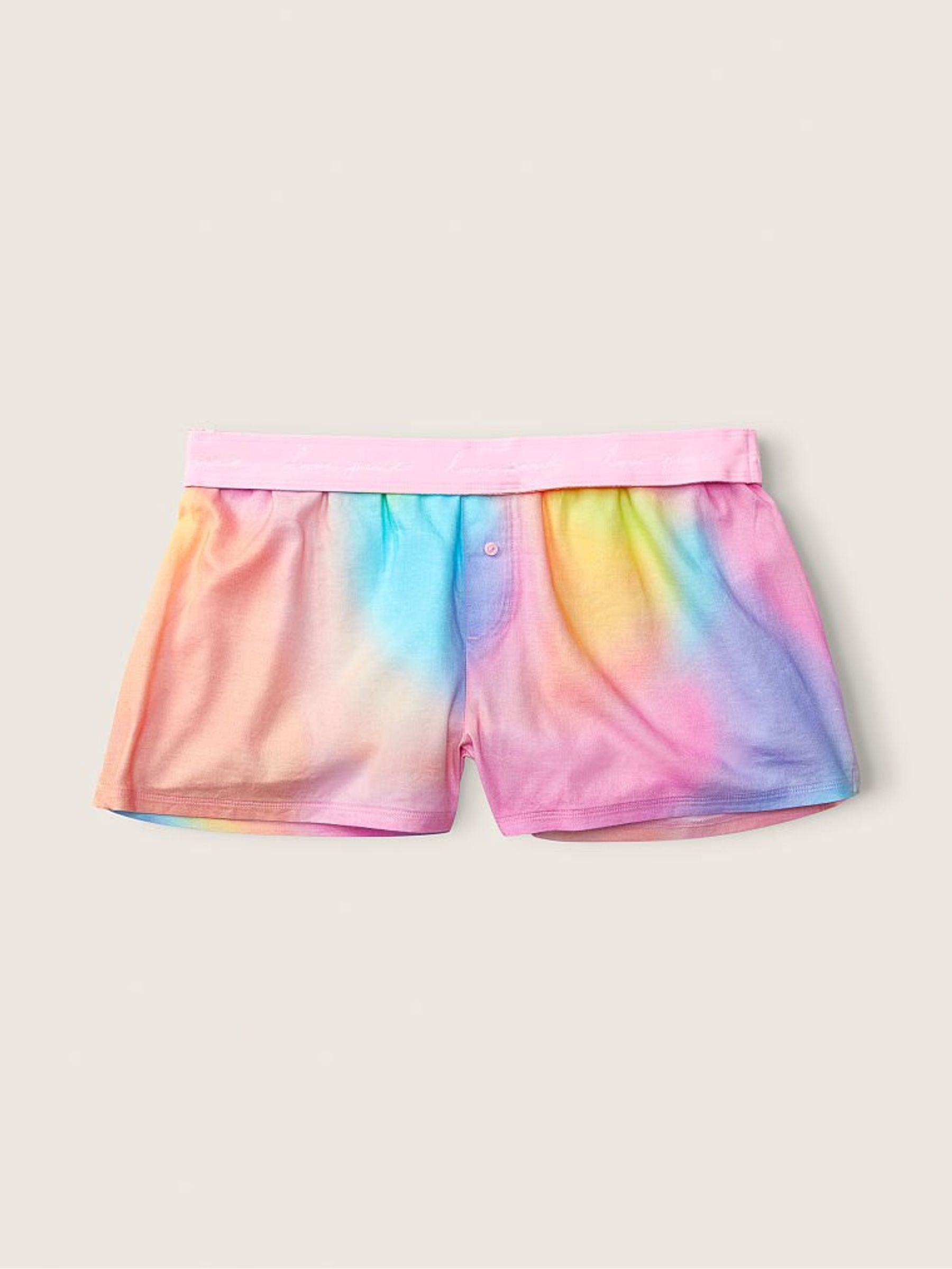 Tie Dye Pale Banana Yellow Flannel Pyjama Short - Image 3 of 5