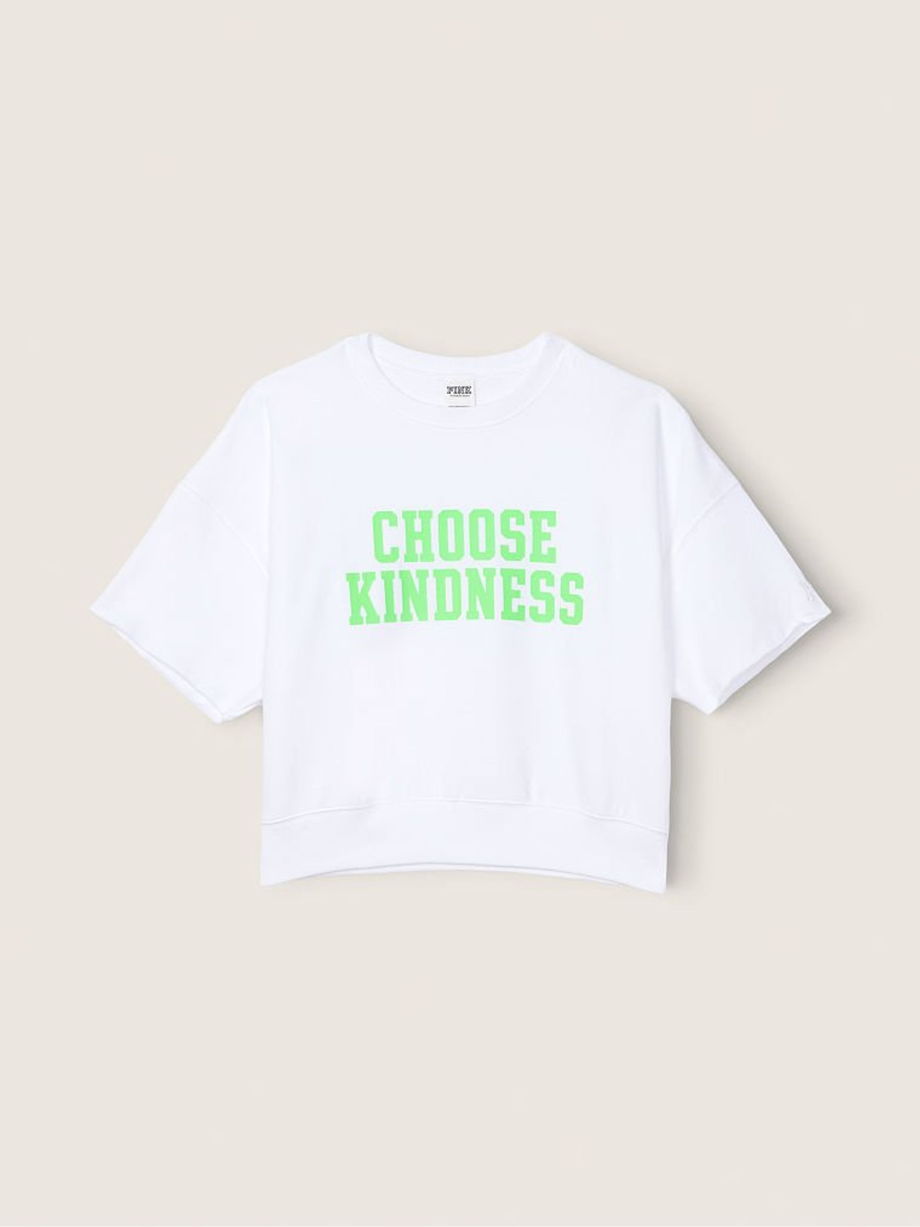 Optic White Graphic Short Sleeve Crop Crew Sweatshirt - Image 3 of 4