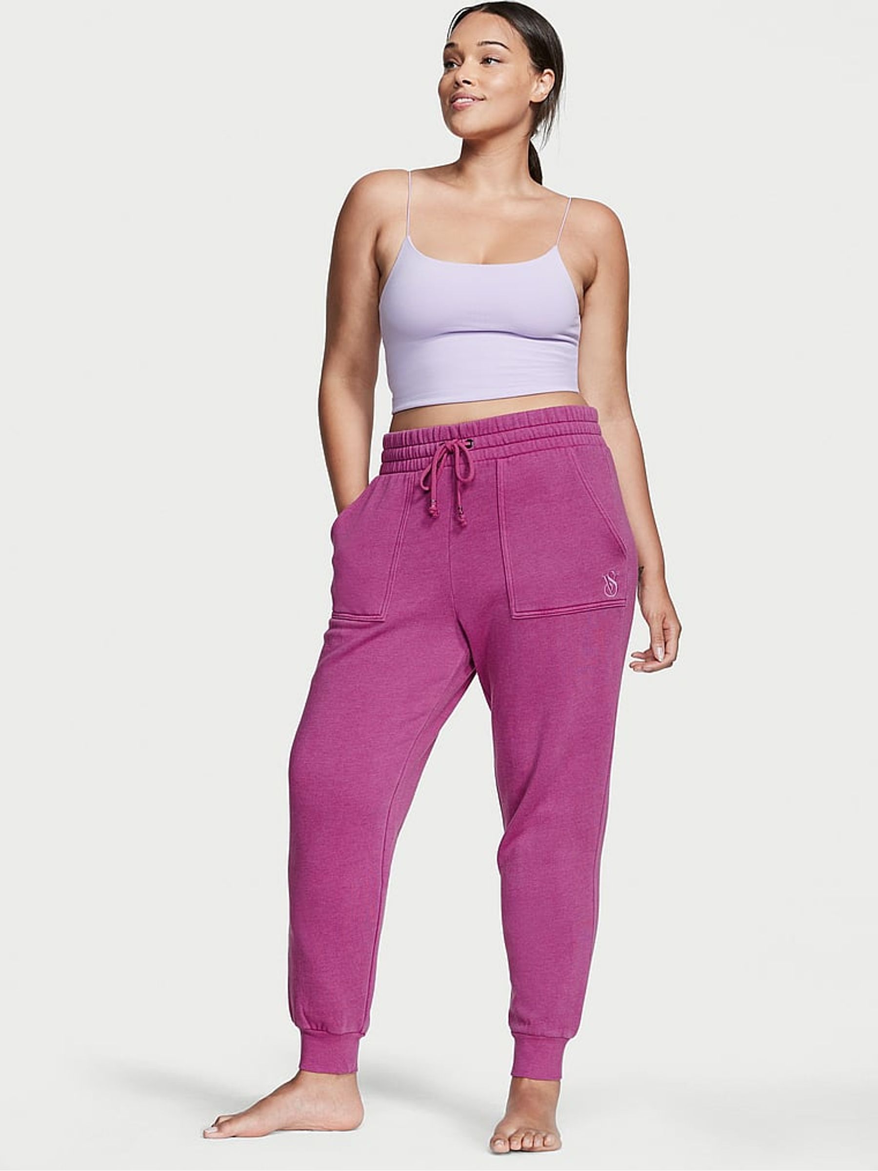 Raspberry Cooler Purple Cotton Fleece High Rise Jogger - Image 1 of 1