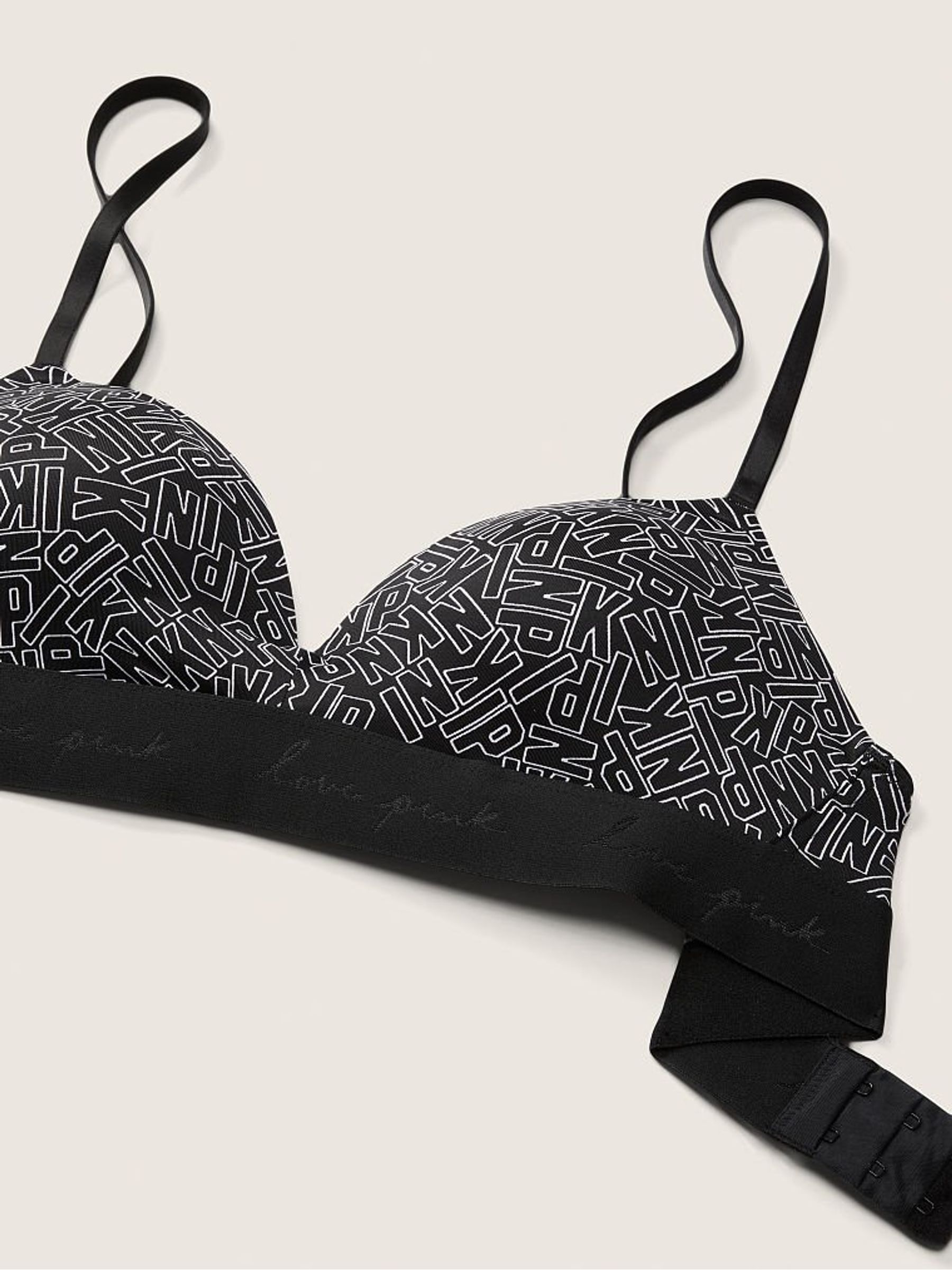 Pure Black Logo Black Smooth Non Wired Push Up T-Shirt Bra - Image 3 of 3
