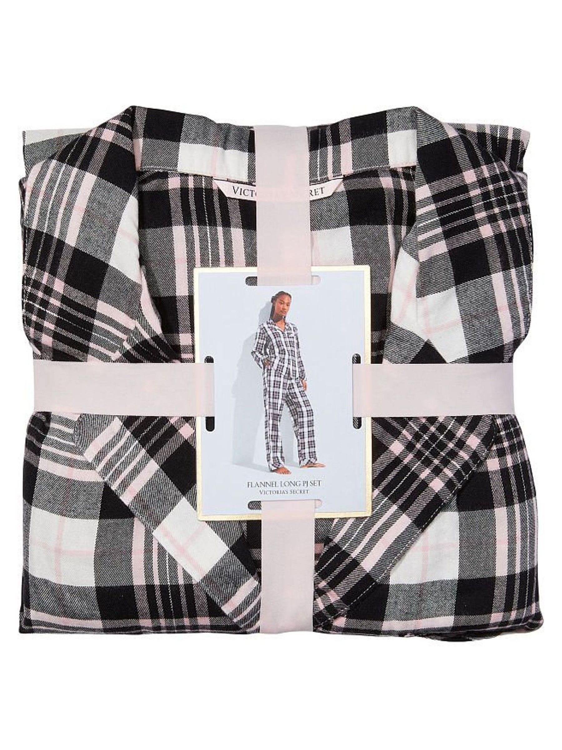 White/Black Fall Plaid Flannel Long Pyjamas - Image 4 of 4