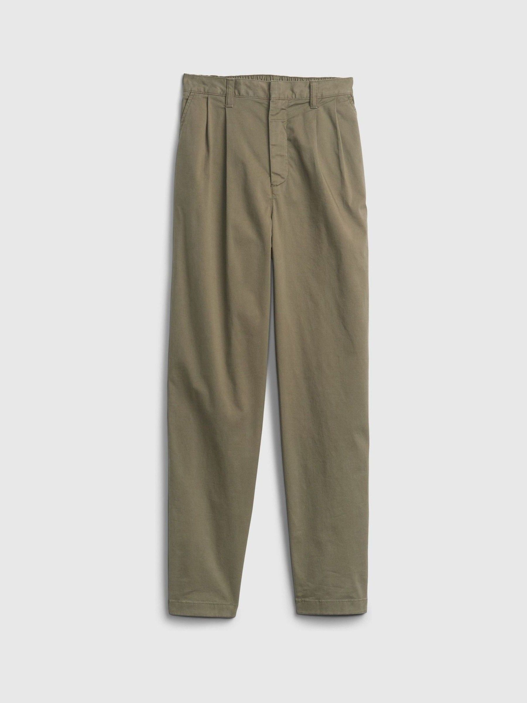 High Rise Pleated Khakis Trousers with Washwell - Image 5 of 5