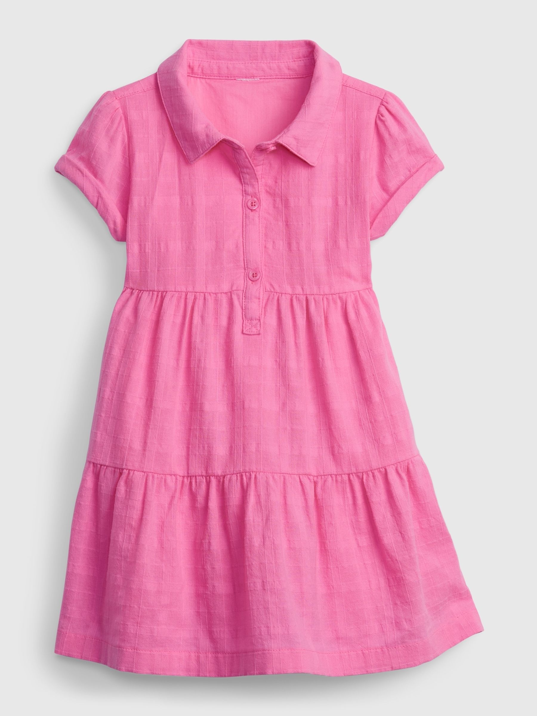 Pink WindowPane Tiered Dress - Image 1 of 3
