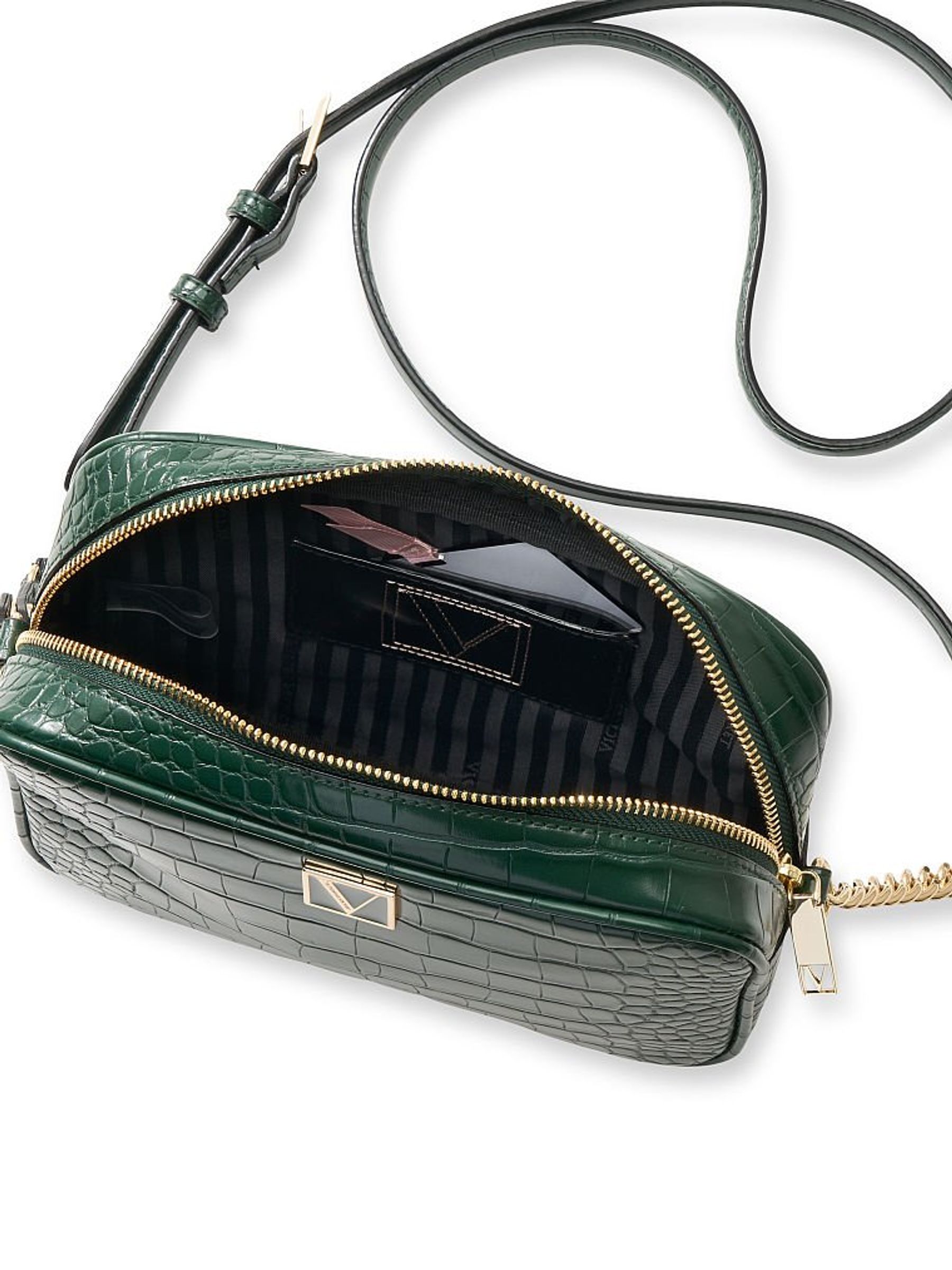 Emerald Green Croc Crossbody Bag - Image 2 of 3