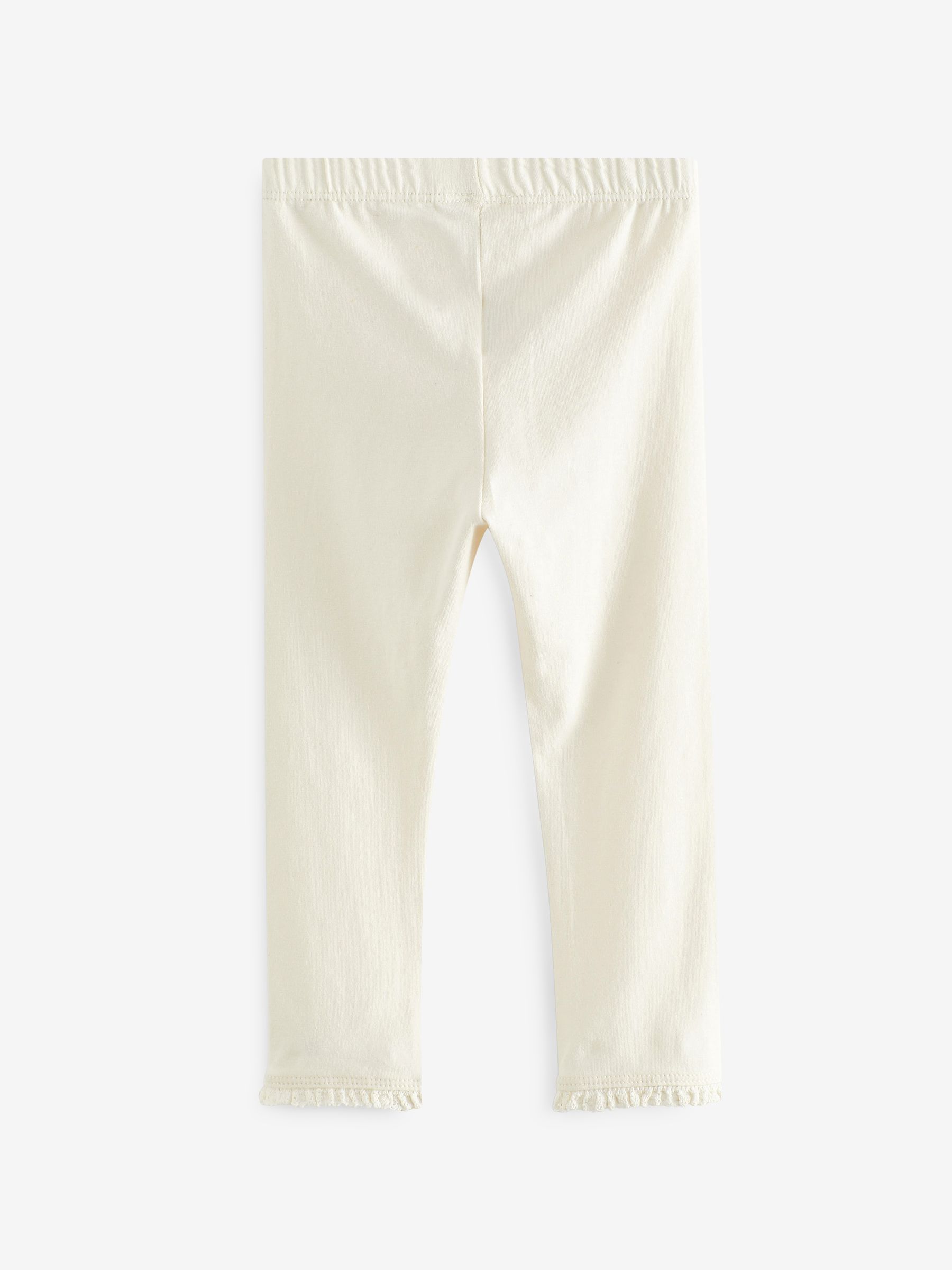 Cream Organic Cotton Ruffle Leggings - Image 2 of 3