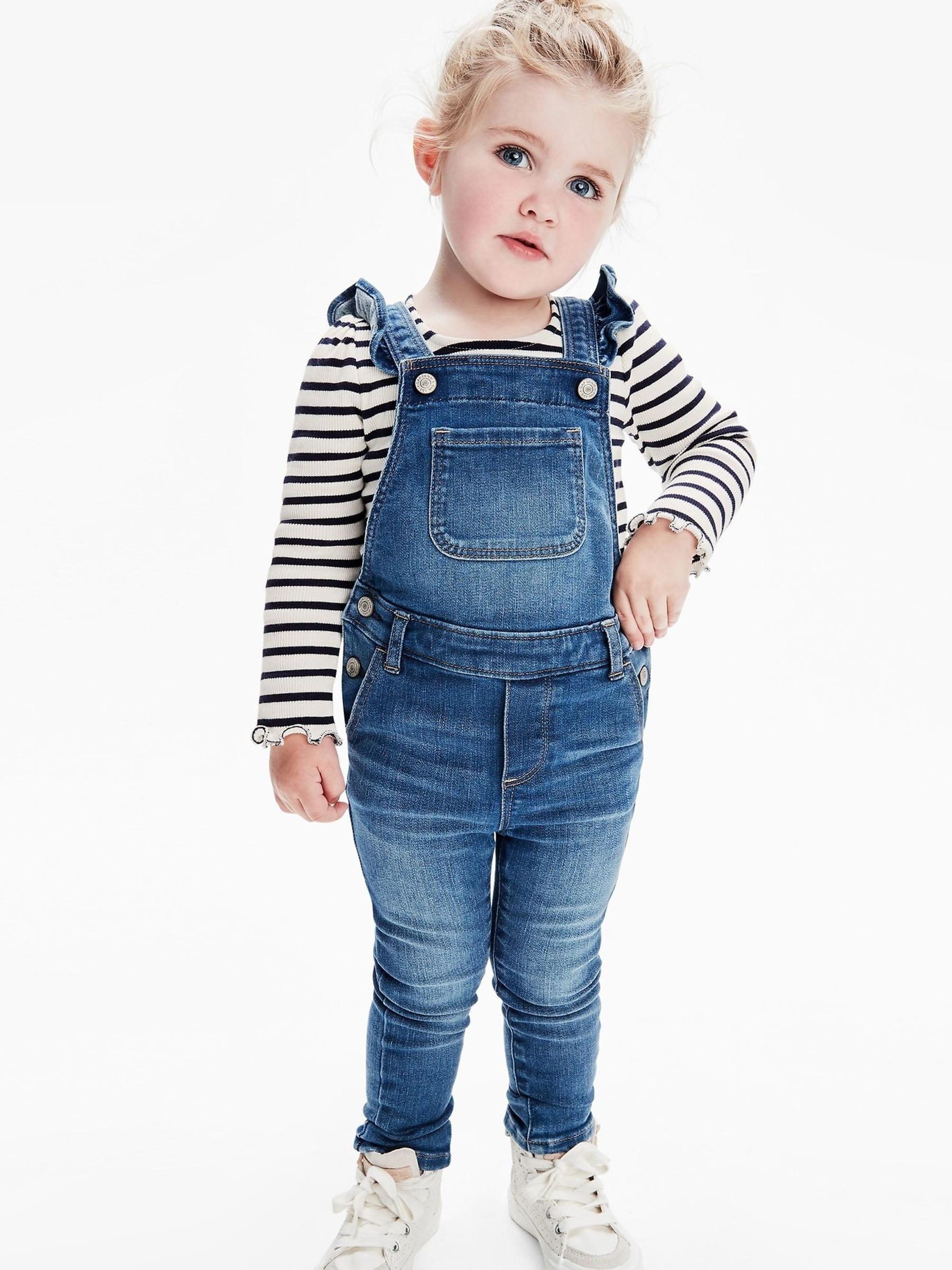Blue Denim Ruffle Skinny Dungarees - Image 1 of 1