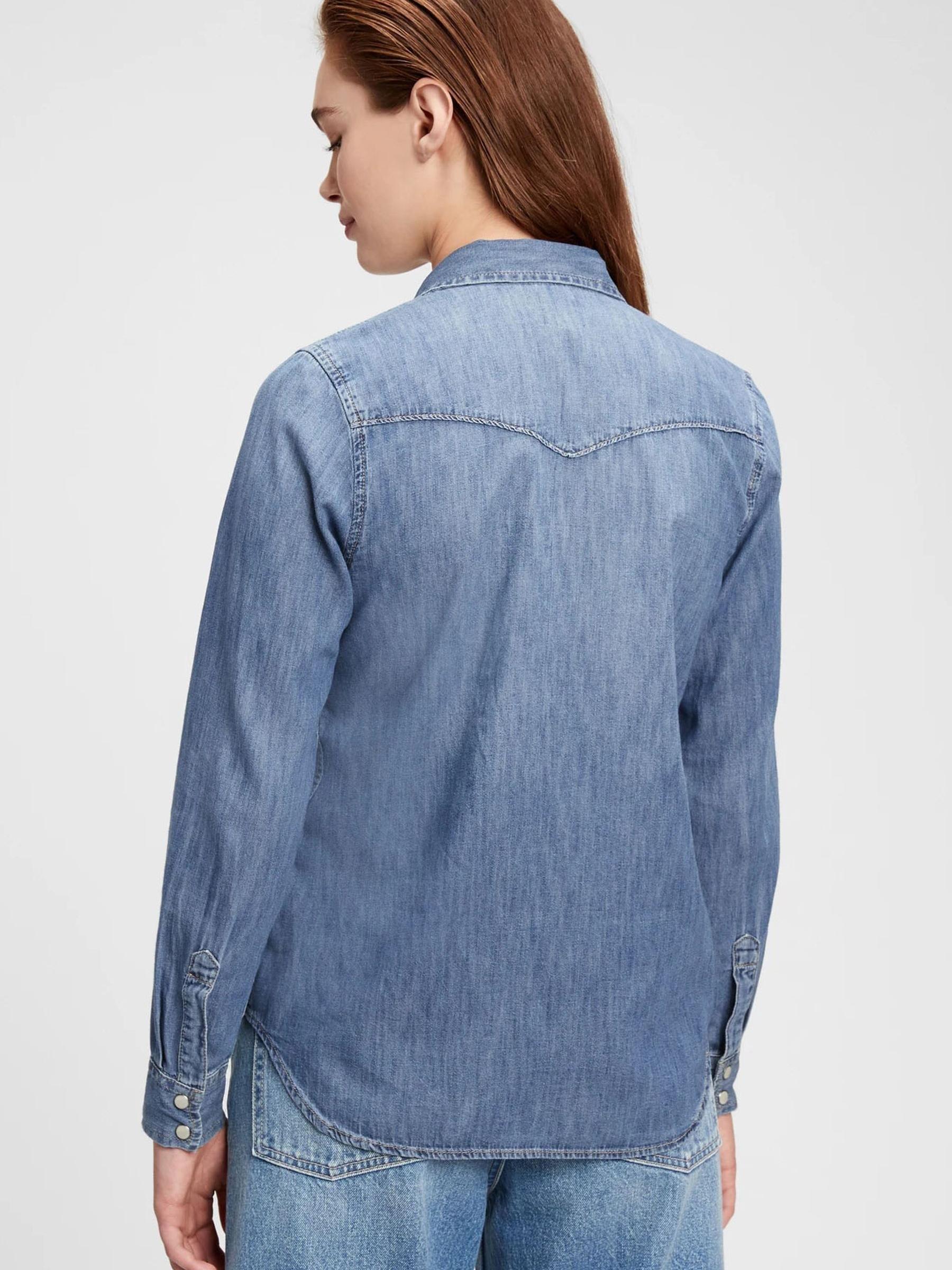 Blue Denim Western Shirt - Image 2 of 5