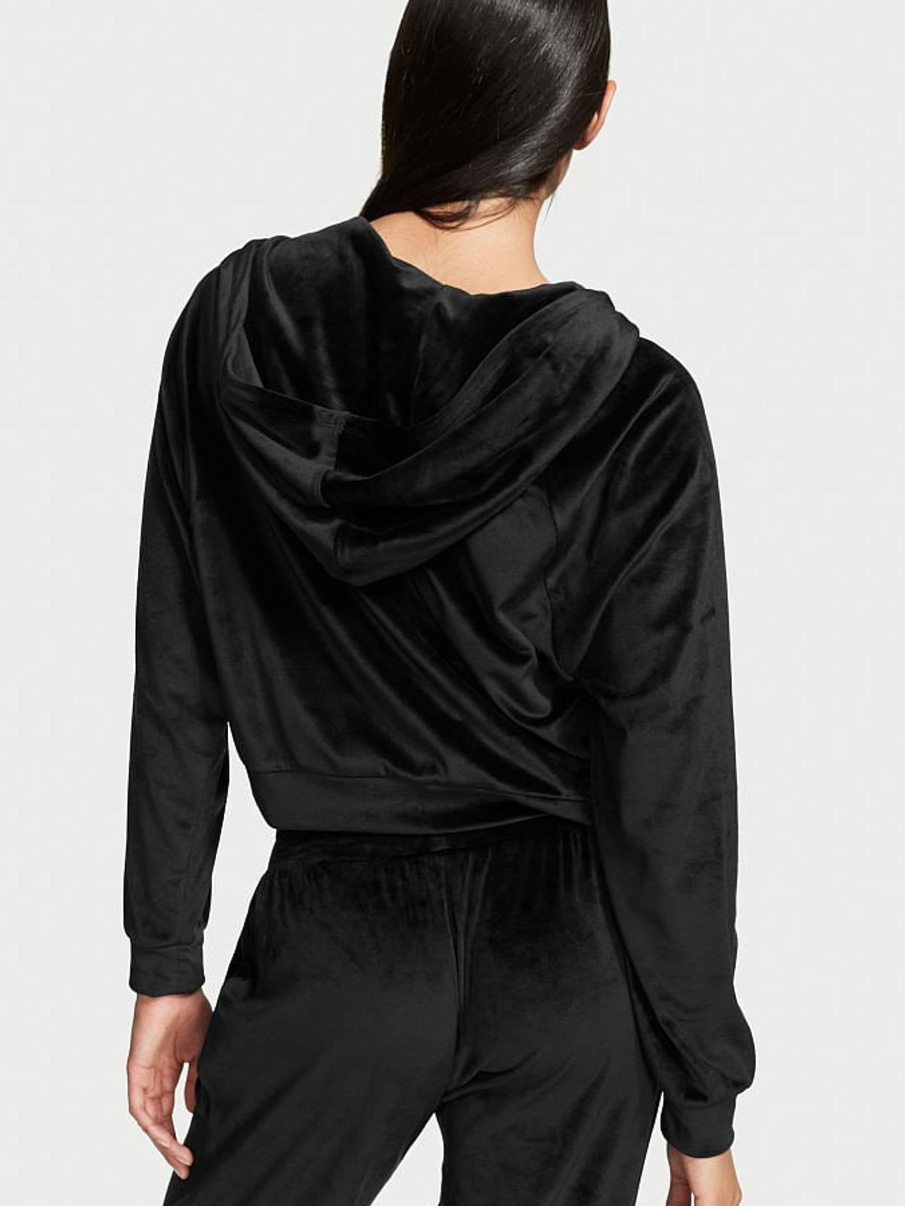 Black Velour Lounge Zip Up Hoodie - Image 2 of 3