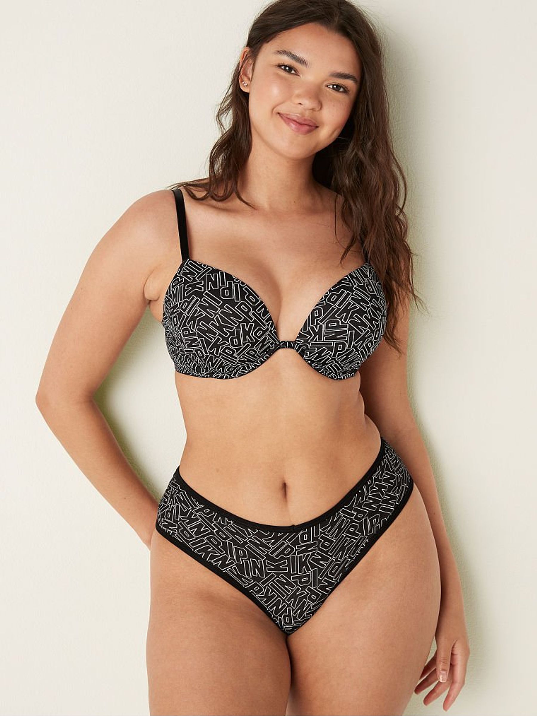 Pure Black Logo Black Add 2 Cups Smooth Push Up T-Shirt Bra - Image 1 of 5
