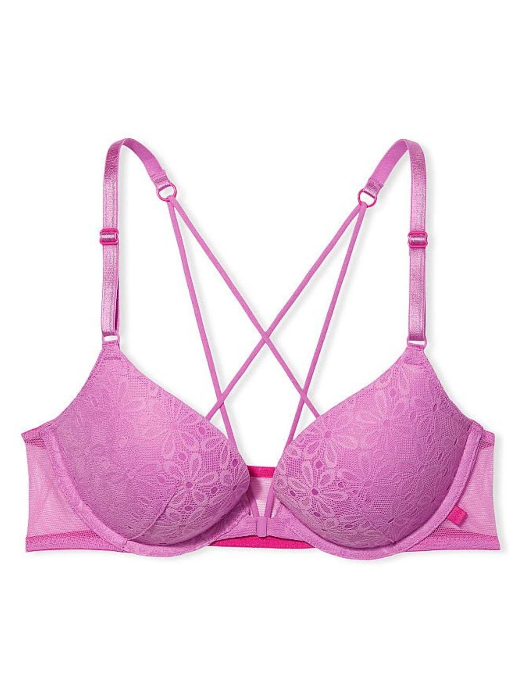 Orchid Pink Lace Front Fastening Push Up T-Shirt Bra - Image 3 of 3