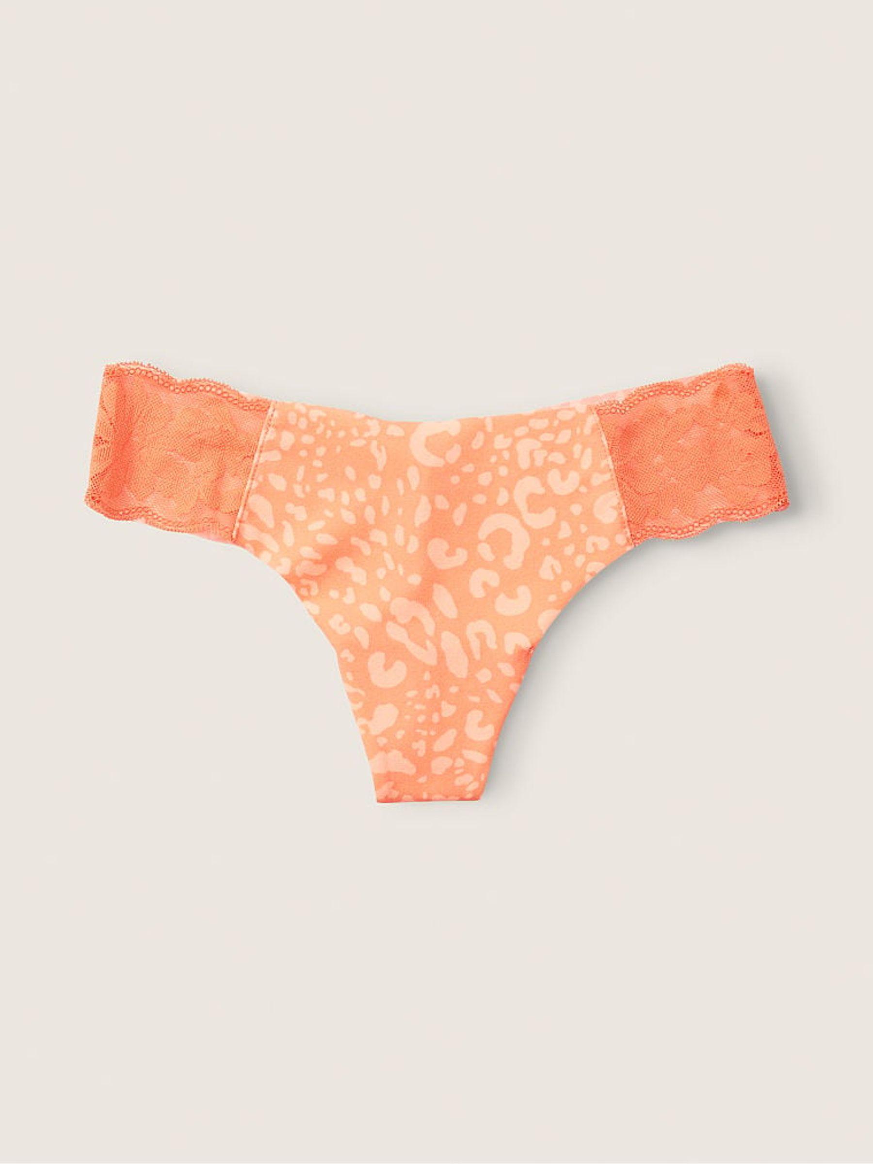 Coral Cream Leopard Orange No Show Thong Knickers - Image 1 of 2 Coral Cream Leopard Orange No Show Thong Knickers - Image 1 of 2