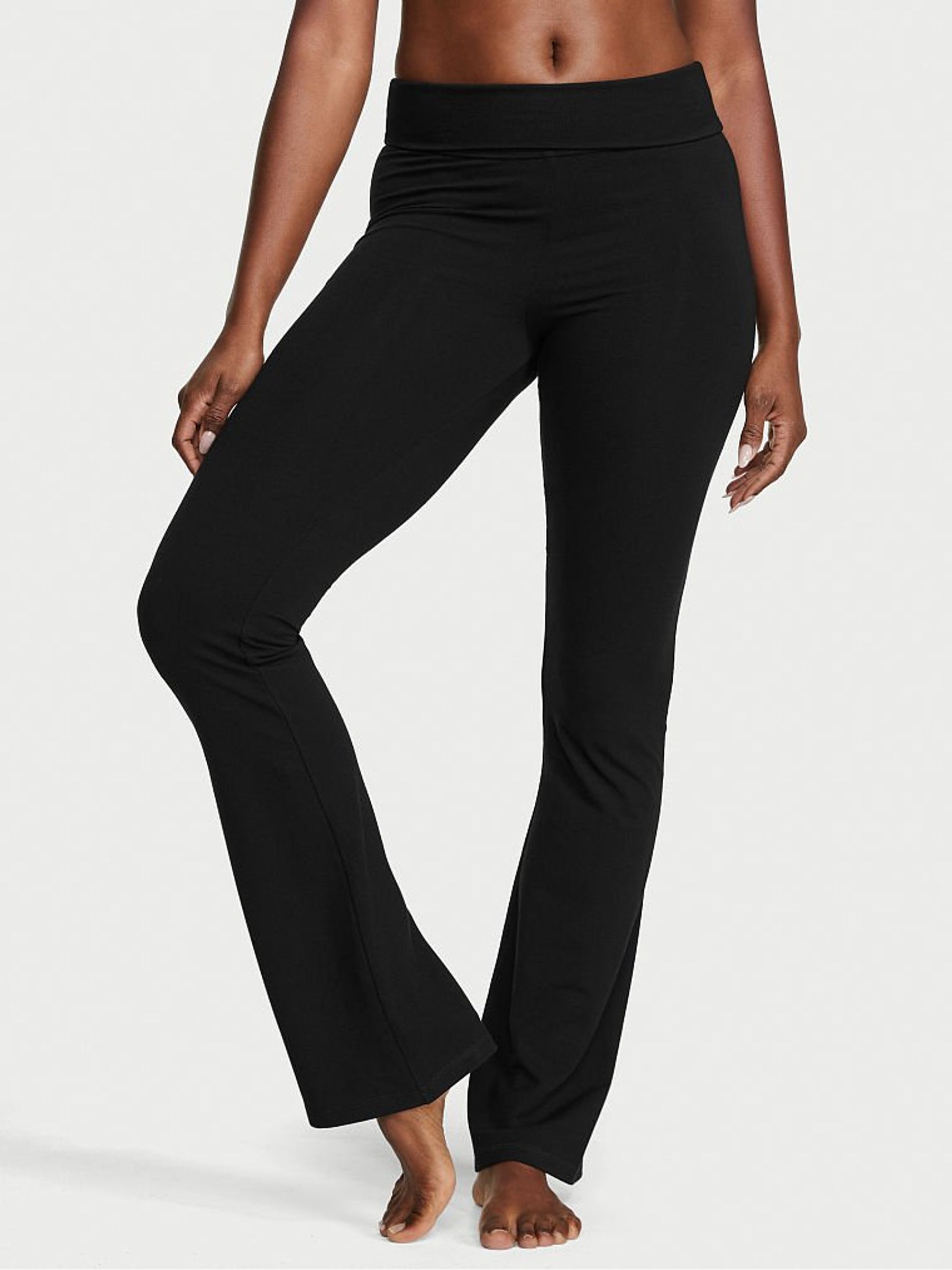 Black Foldover Flare Legging - Image 1 of 3