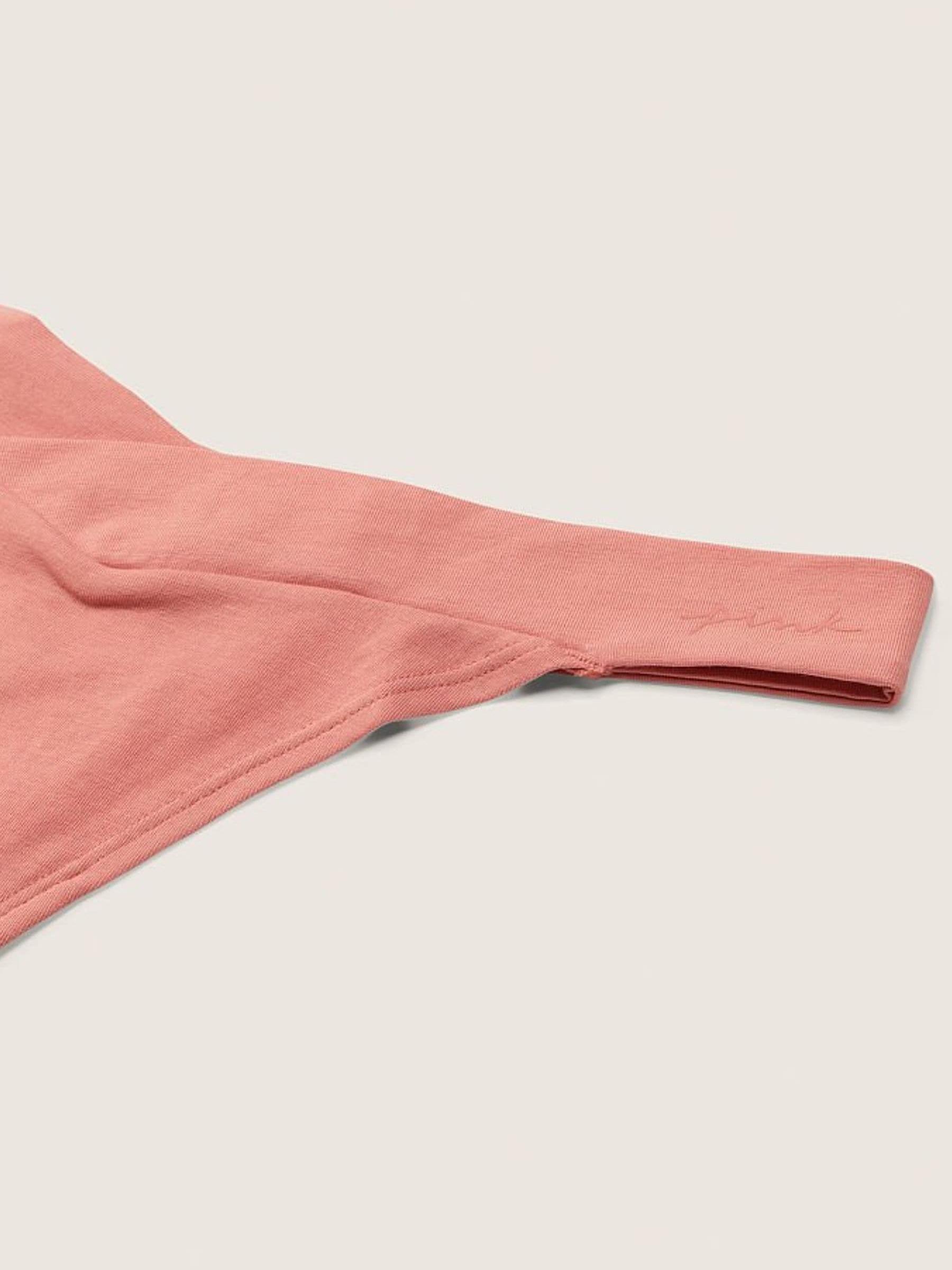 French Rose Pink Crossover Cotton Thong Knickers - Image 2 of 2