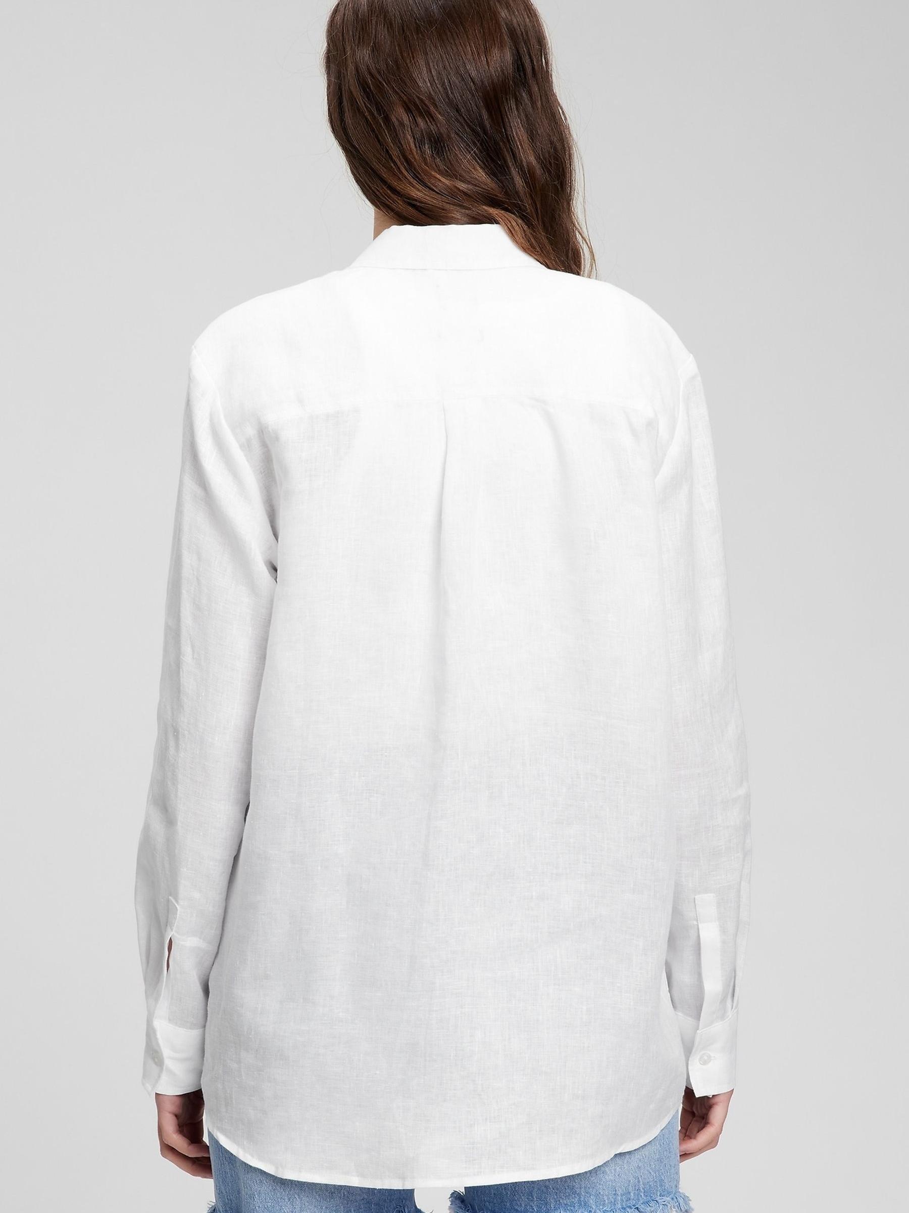 Linen Boyfriend Shirt - Image 2 of 6 Linen Boyfriend Shirt - Image 2 of 6