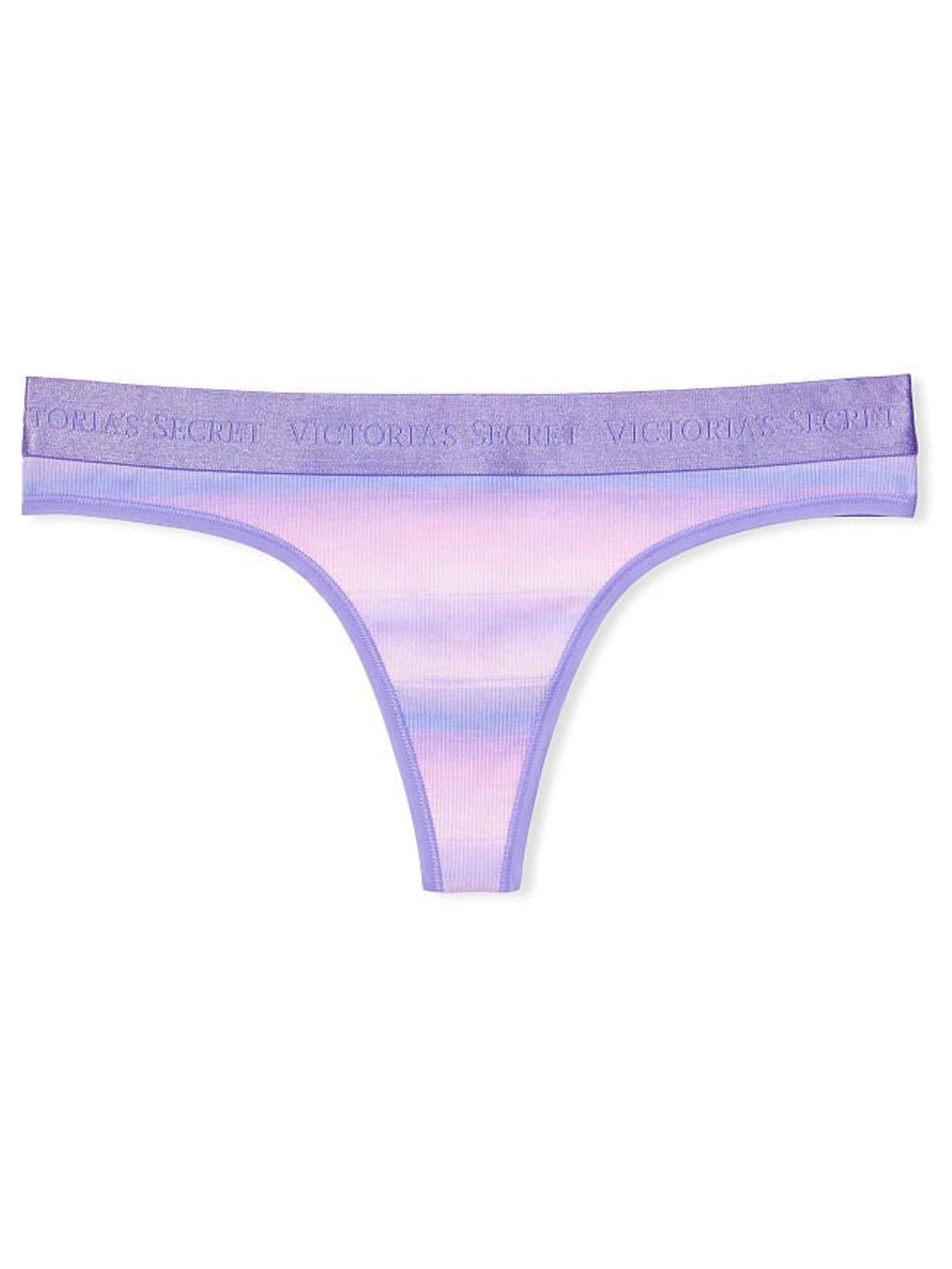 Pink Ombre Stripe Cotton Logo Thong Knickers - Image 3 of 3