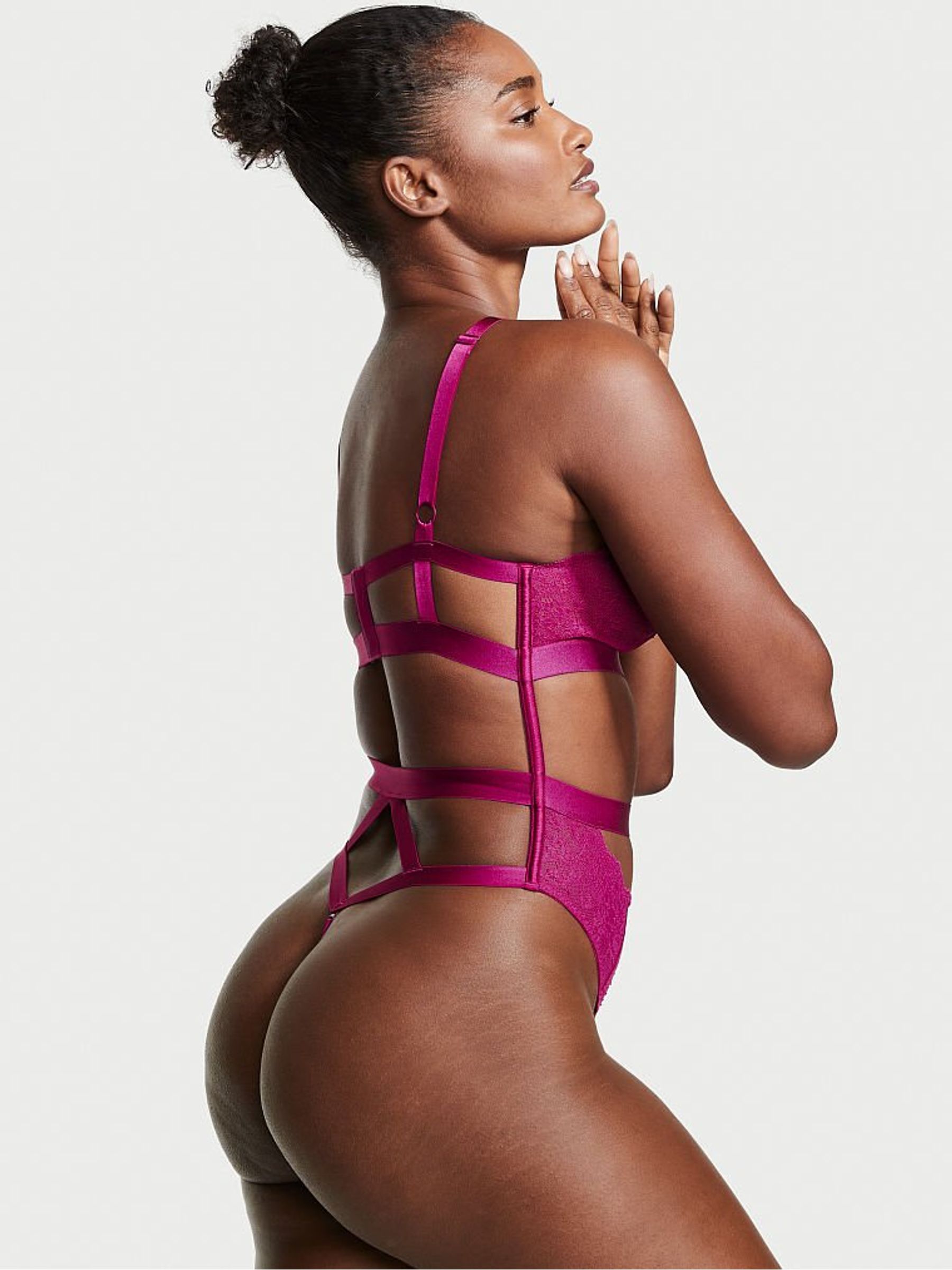 Raspberry Cooler Strappy High Neck Teddy - Image 2 of 3