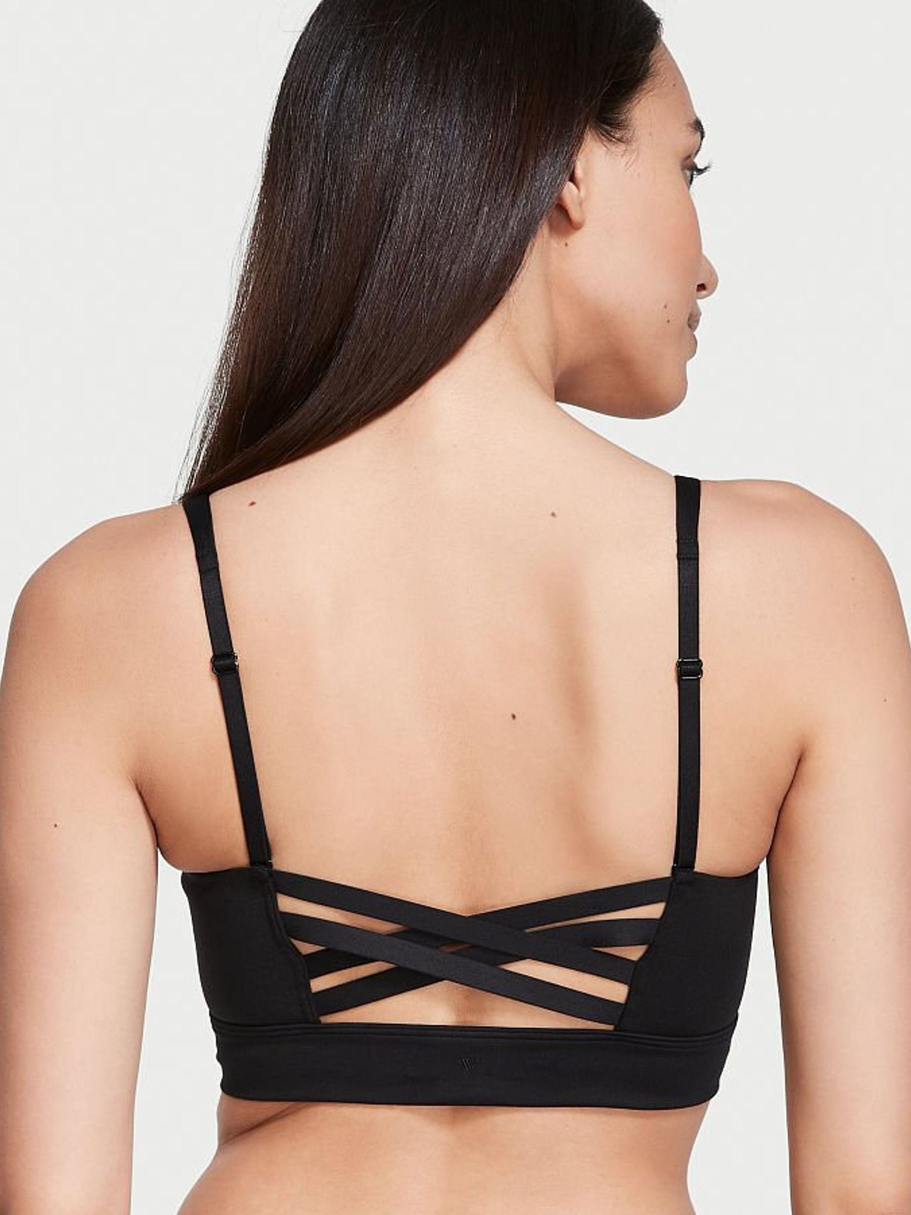 Black Strappy Non Wired Medium Impact Sports Bra - Image 2 of 4
