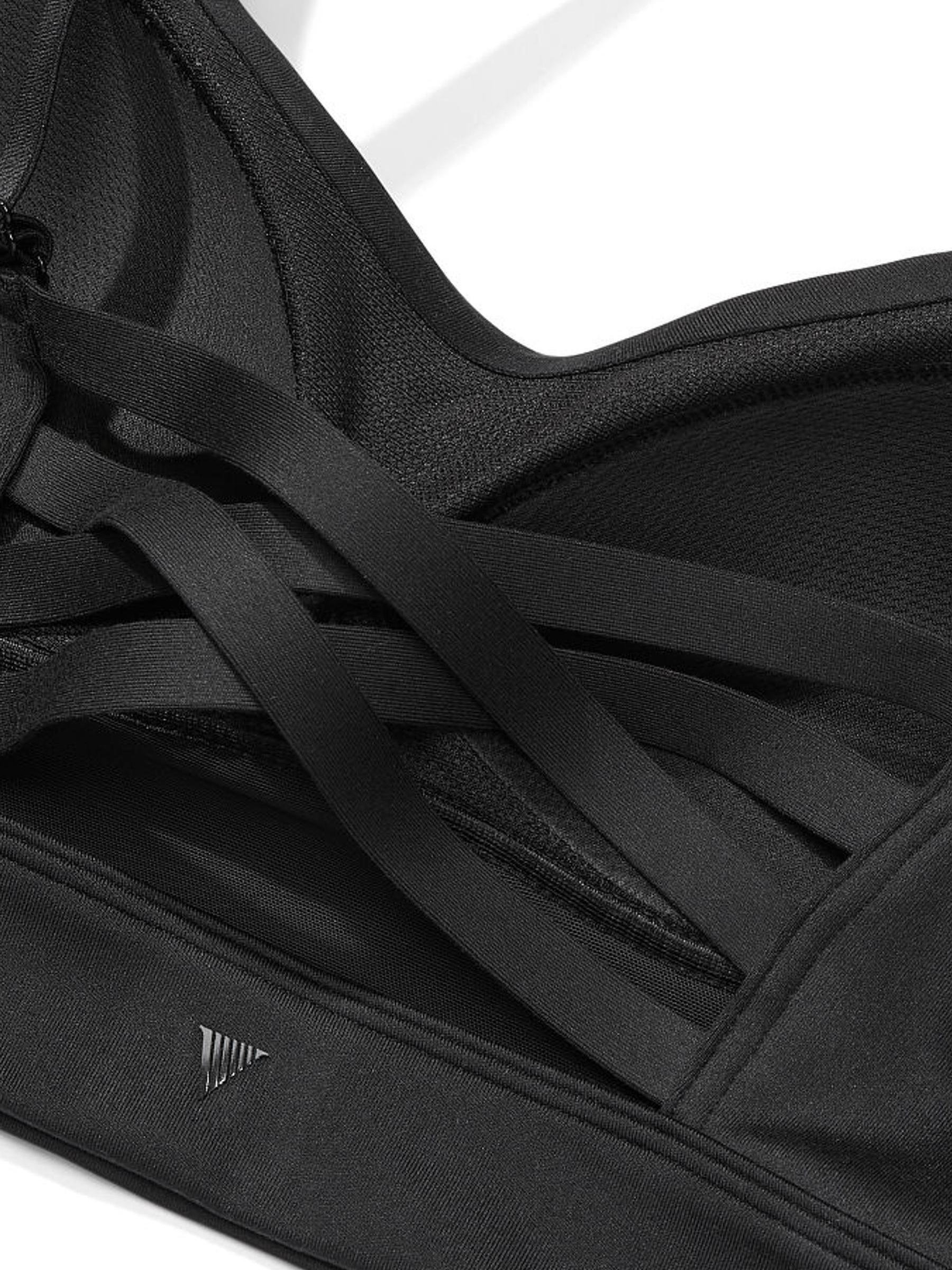 Black Strappy Non Wired Medium Impact Sports Bra - Image 4 of 4