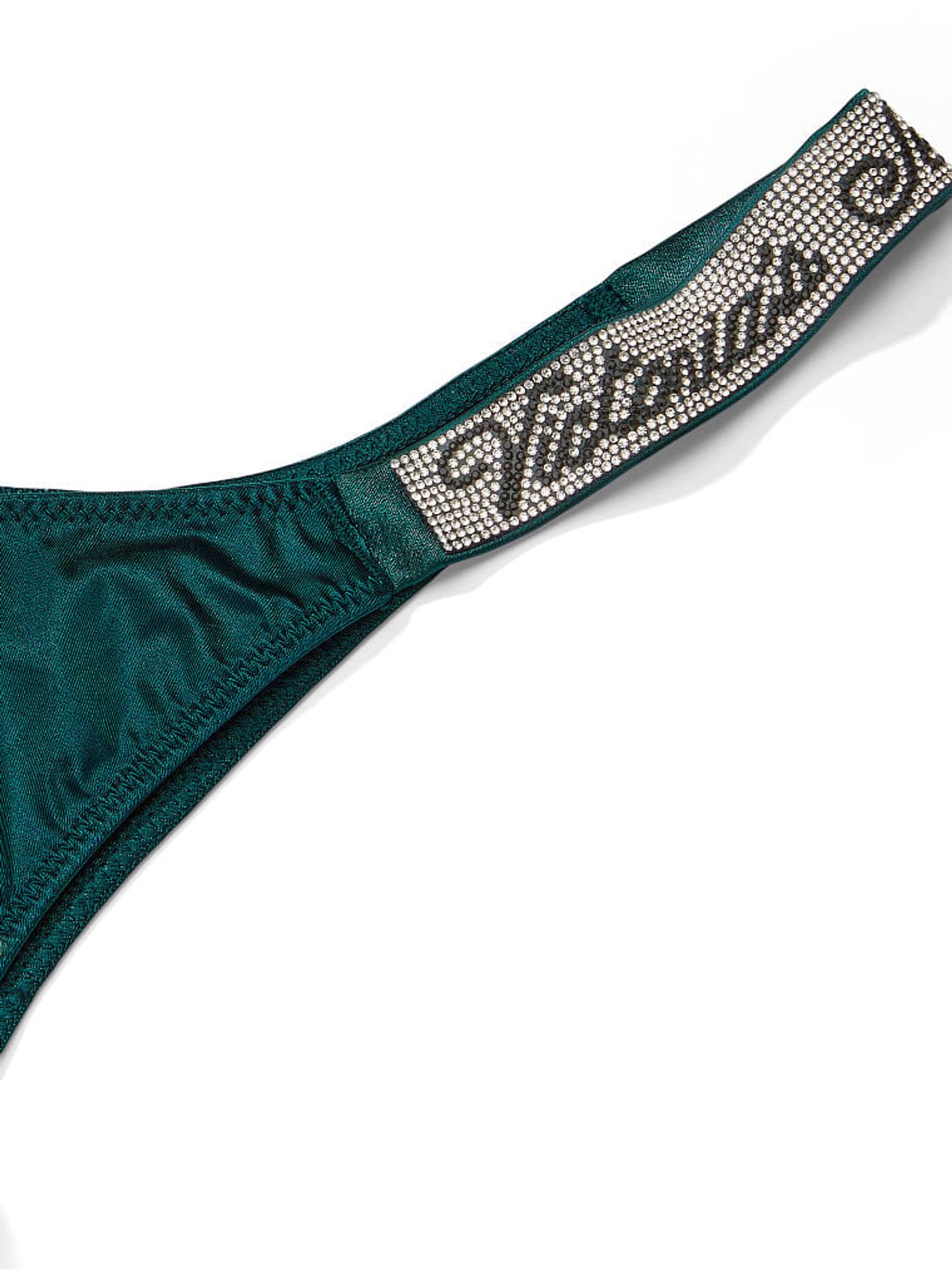 Black Ivy Green Smooth Thong Shine Strap Knickers - Image 4 of 4