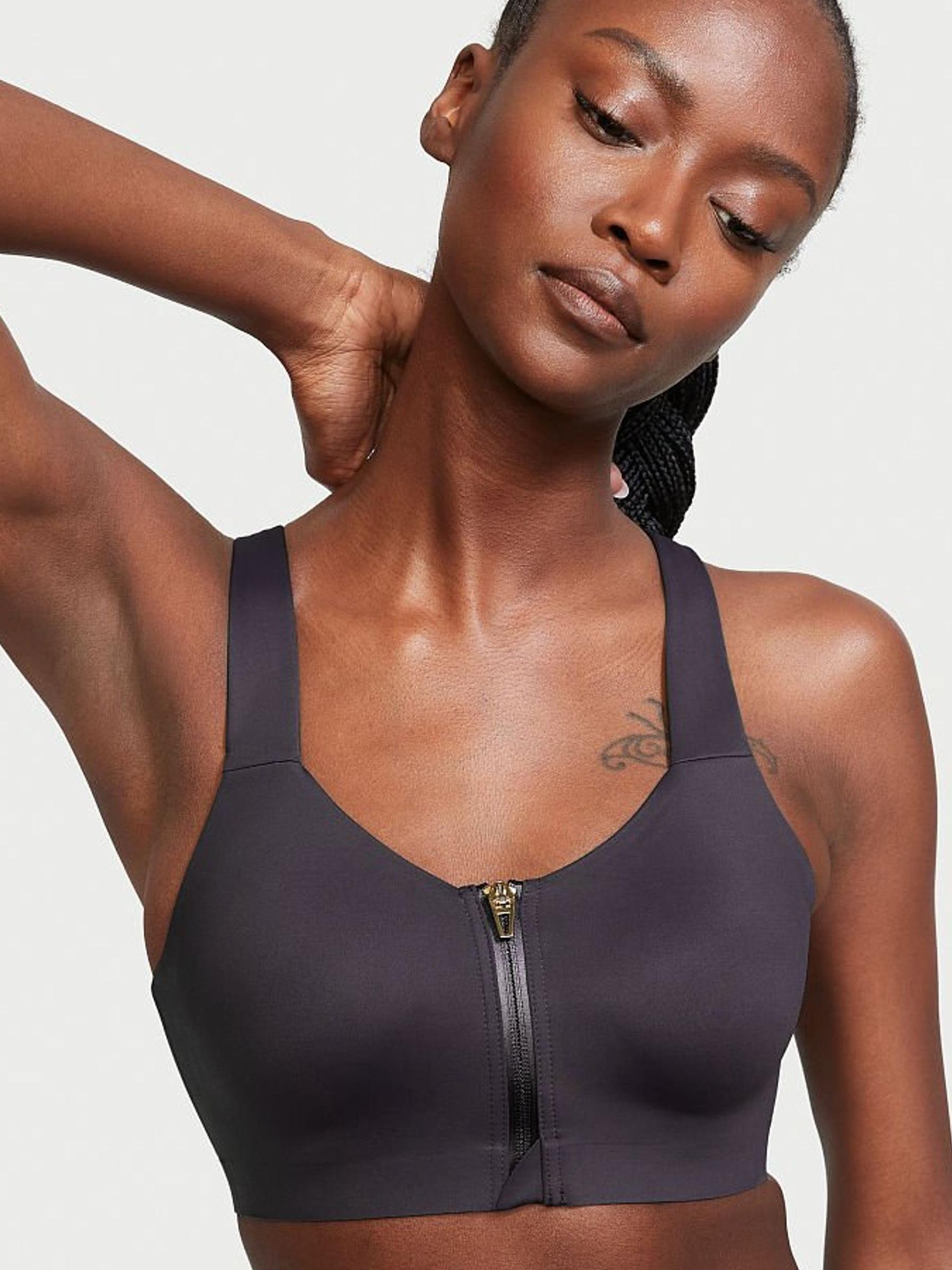 Grey Onyx Smooth Front Fastening Wired High Impact Sports Bra - Image 1 of 4