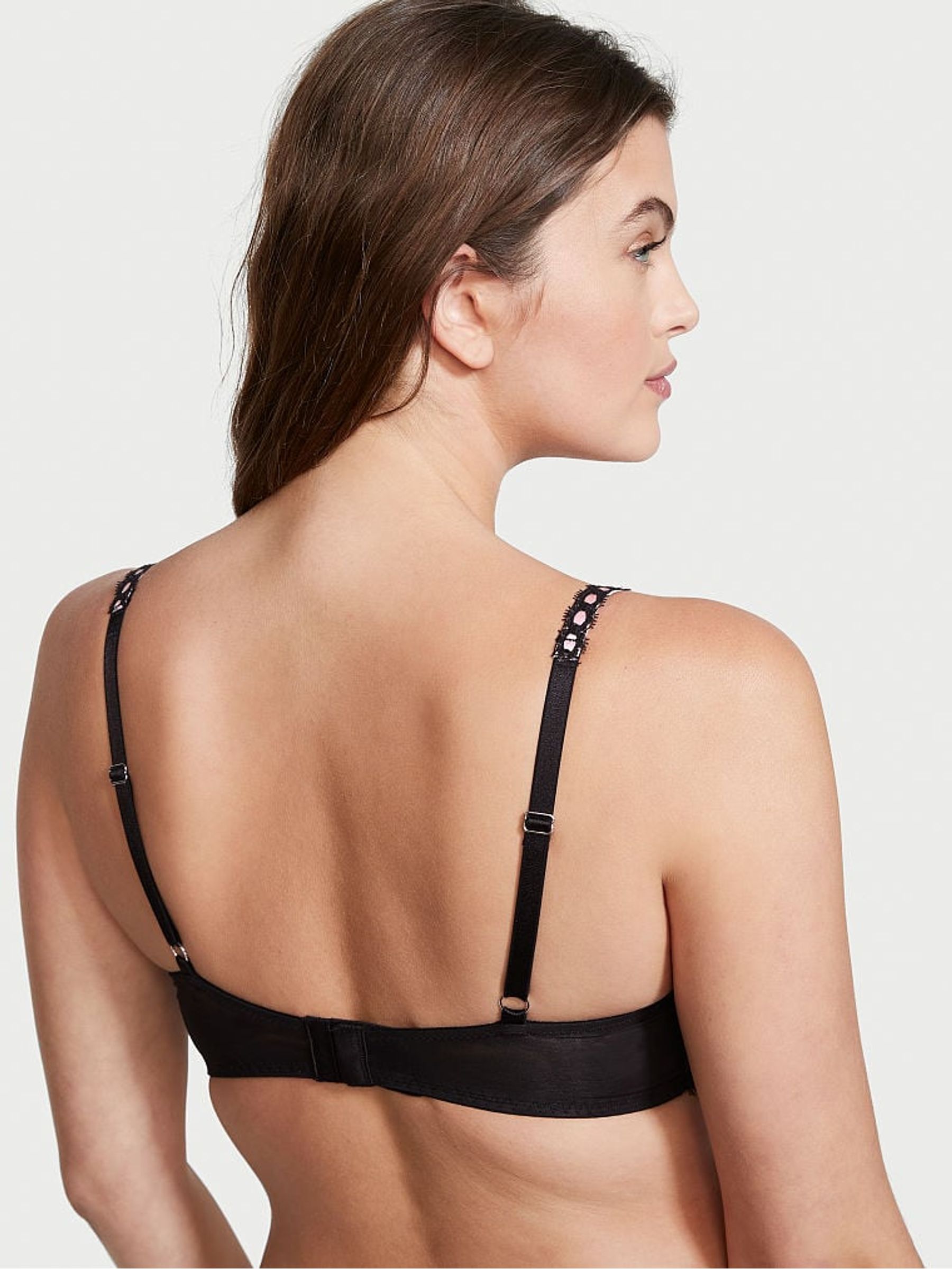 Black And Pink T Shirt Lace Push Up Bra - Image 2 of 4