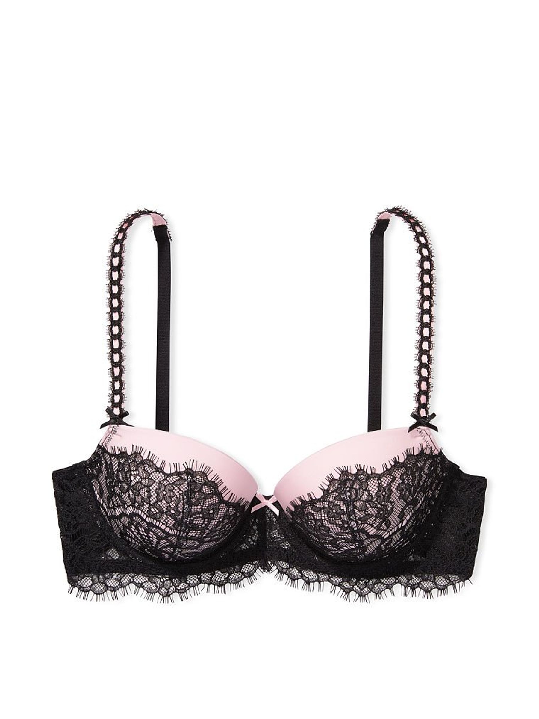Black And Pink T Shirt Lace Push Up Bra - Image 3 of 4