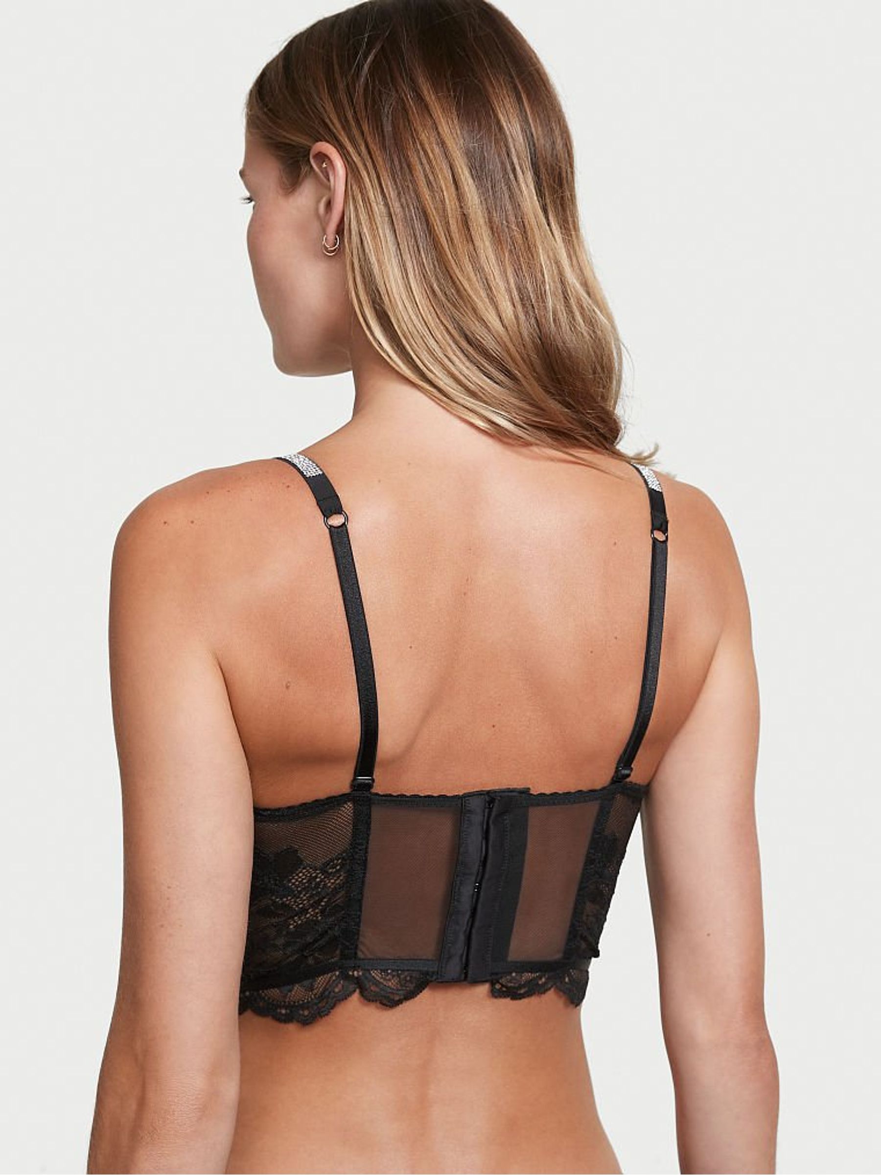 Black Corset Bombshell Add 2 Cups Shine Strap Corset Bra Top - Image 2 of 3