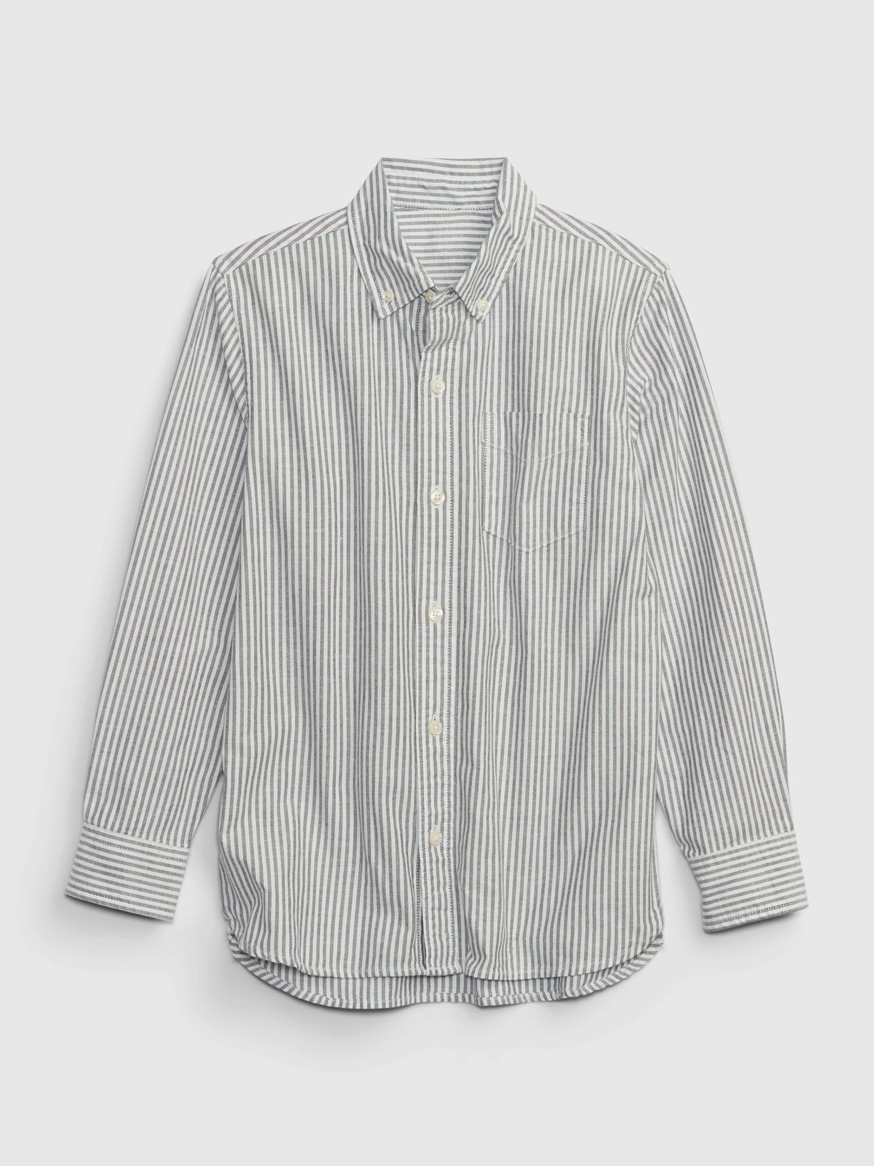 Blue Kids Stripe Cotton Long Sleeve Oxford Shirt - Image 1 of 1