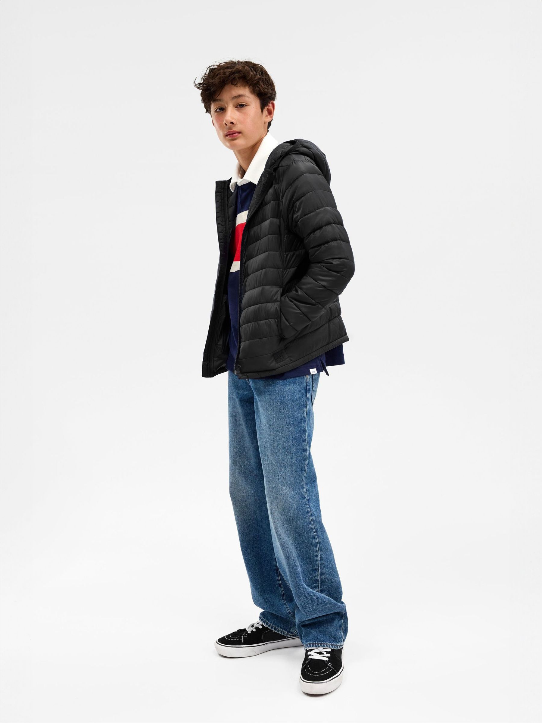 Black Lightweight Puffer Jacket (4-13yrs) - Image 2 of 4