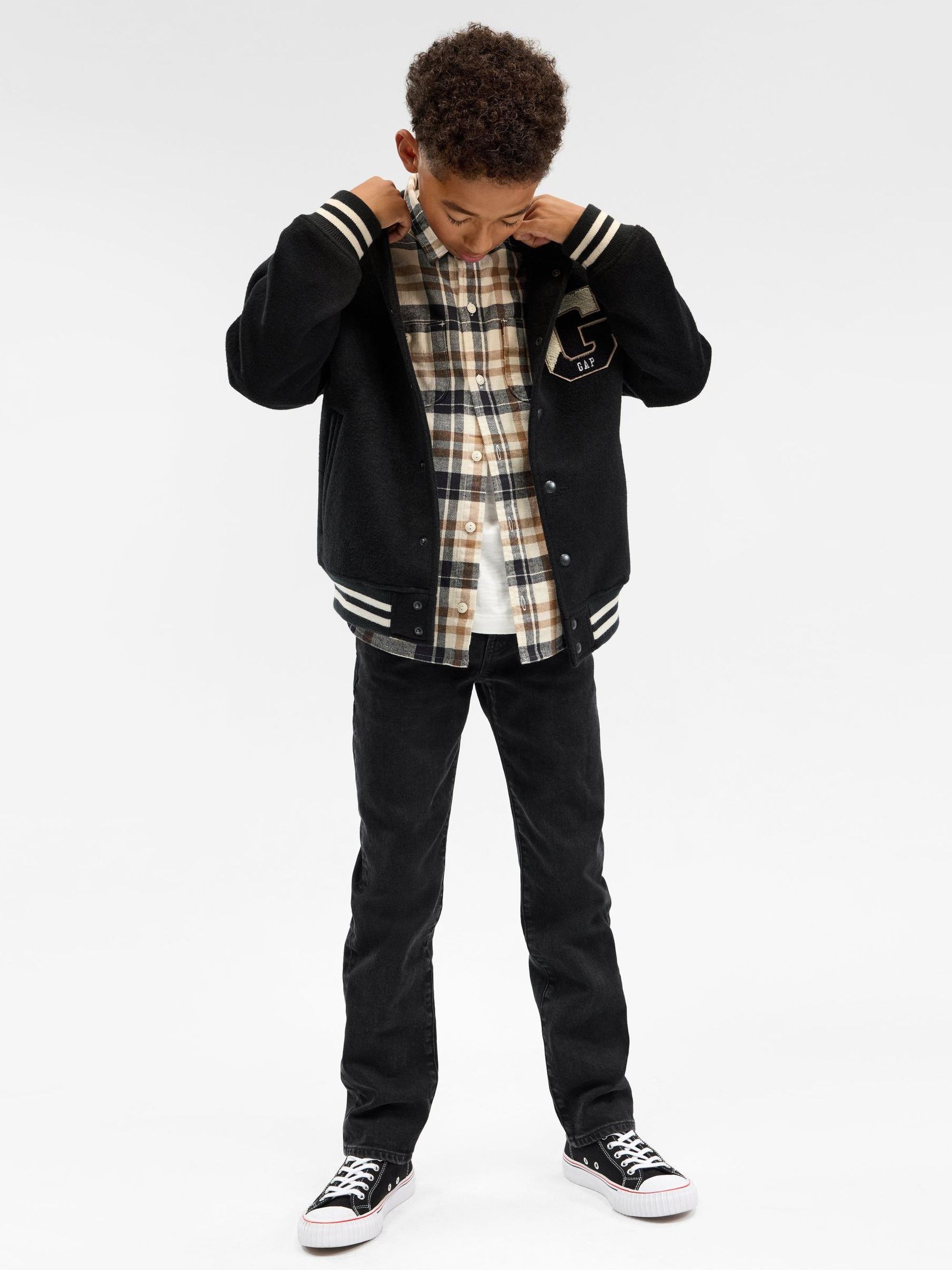 Black Varsity Logo Jacket (4-13yrs) - Image 2 of 8