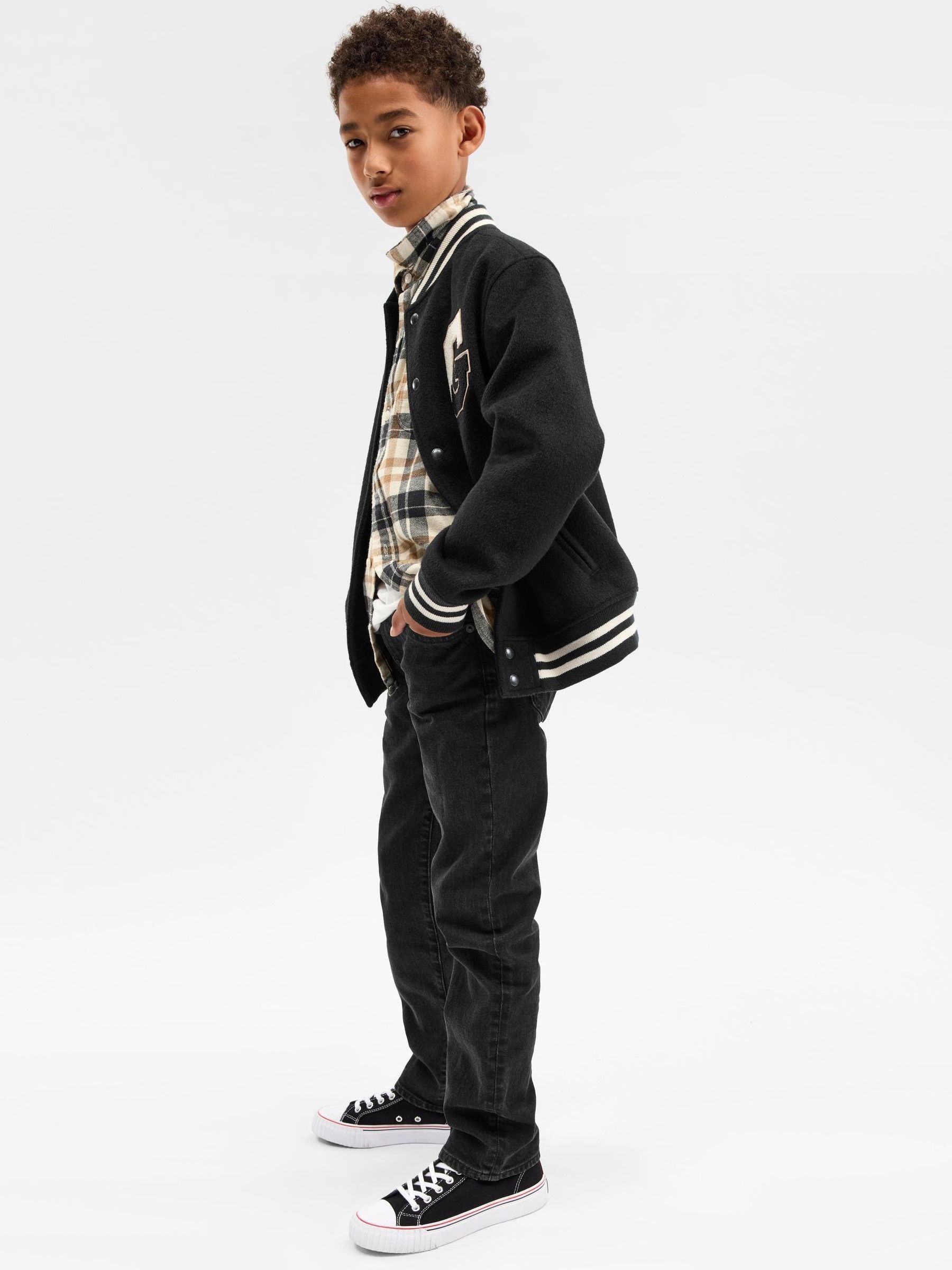 Black Varsity Logo Jacket (4-13yrs) - Image 3 of 8