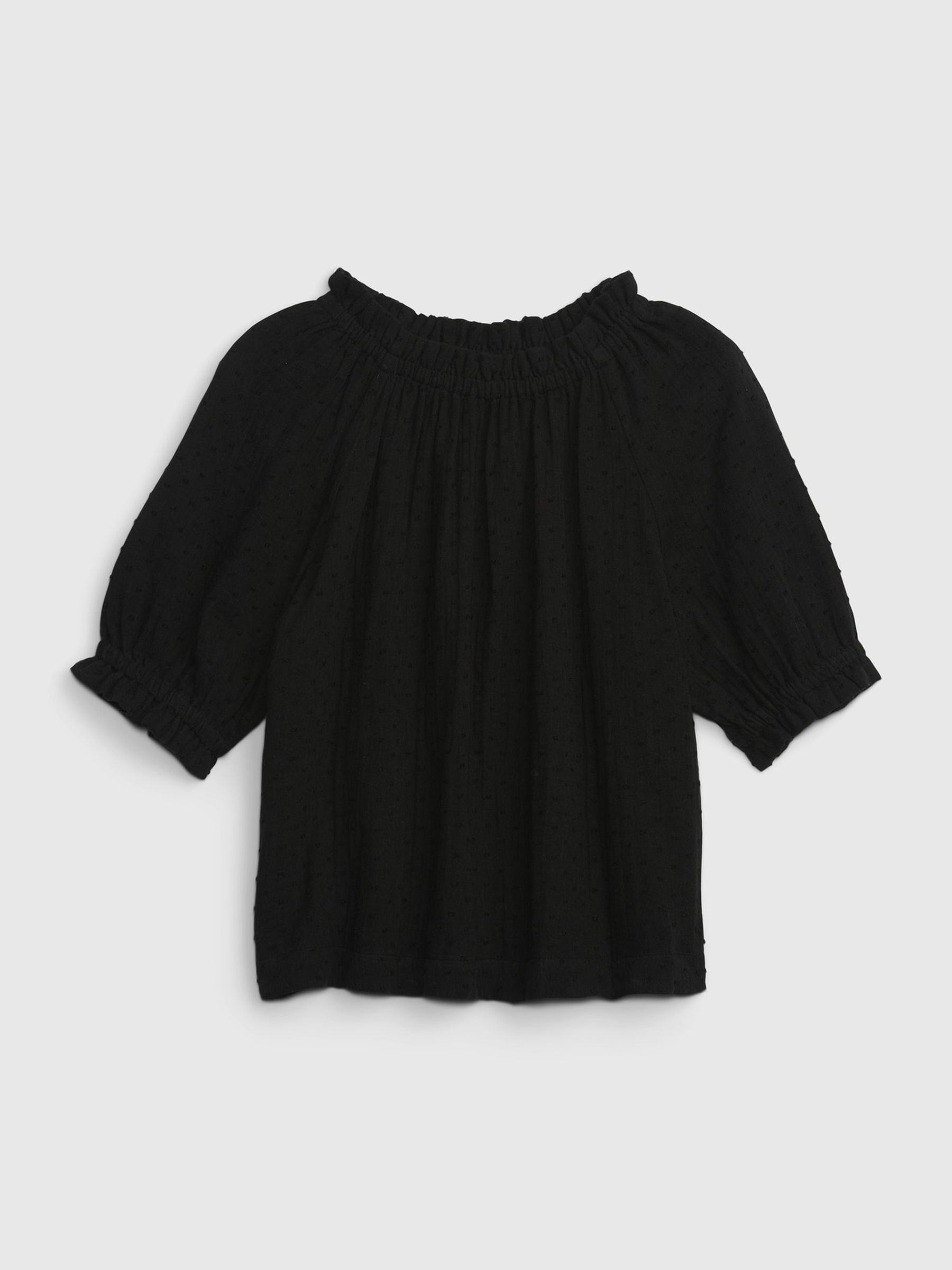 Black Swiss Dot Smocked Top - Image 1 of 3