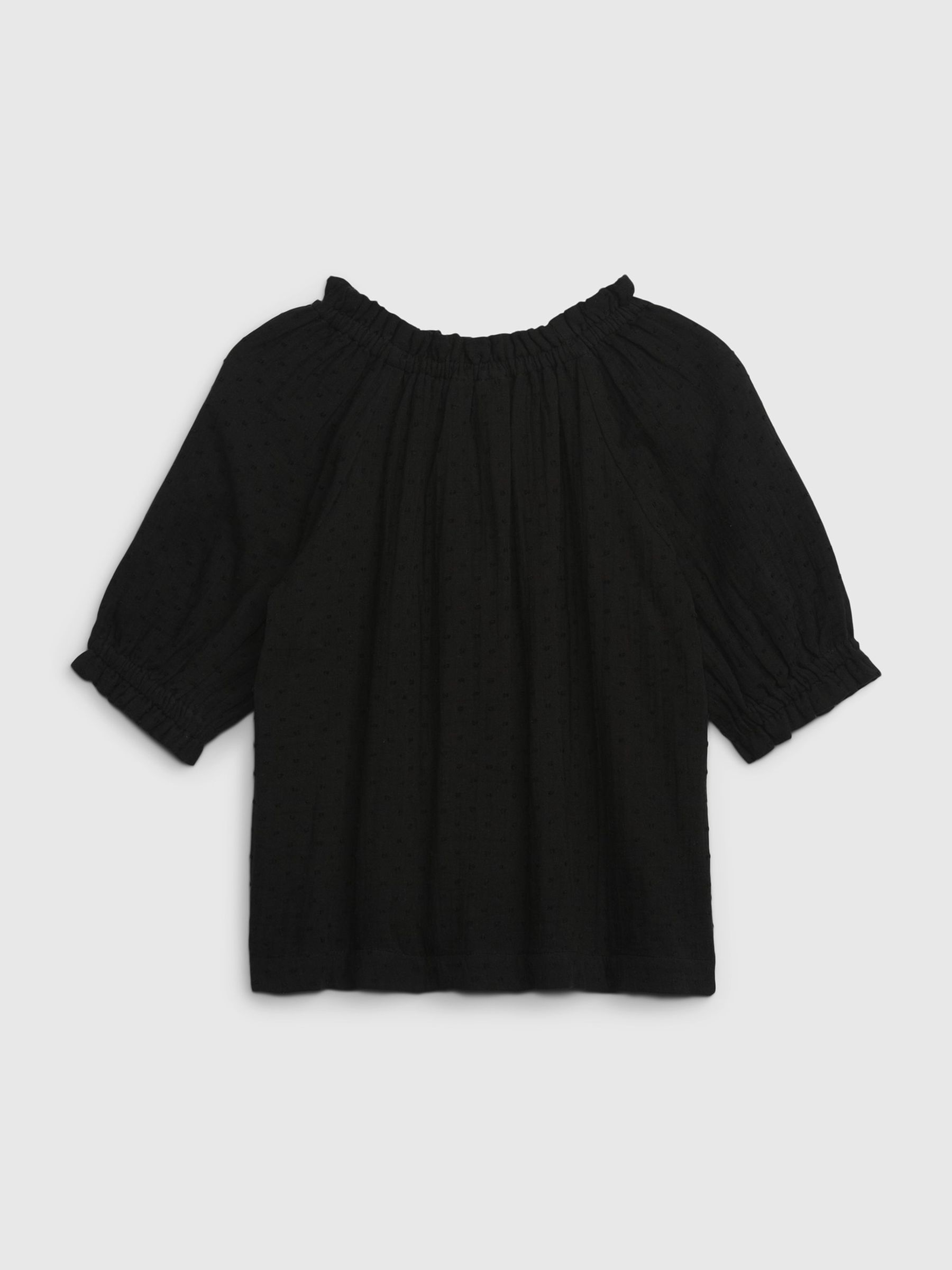 Black Swiss Dot Smocked Top - Image 2 of 3