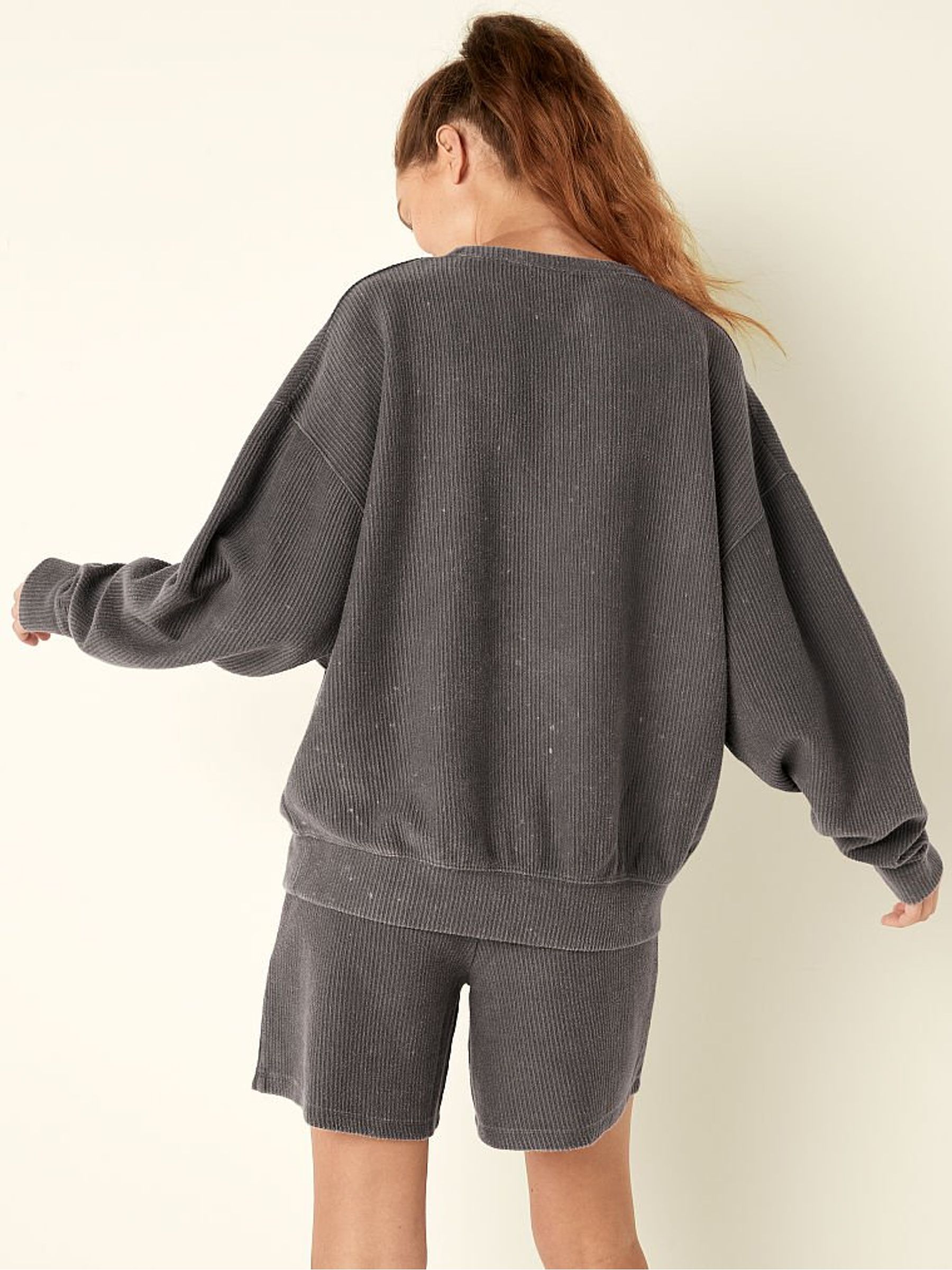 Dark Charcoal Rib Grey Long Sleeve Sweatshirt - Image 2 of 3