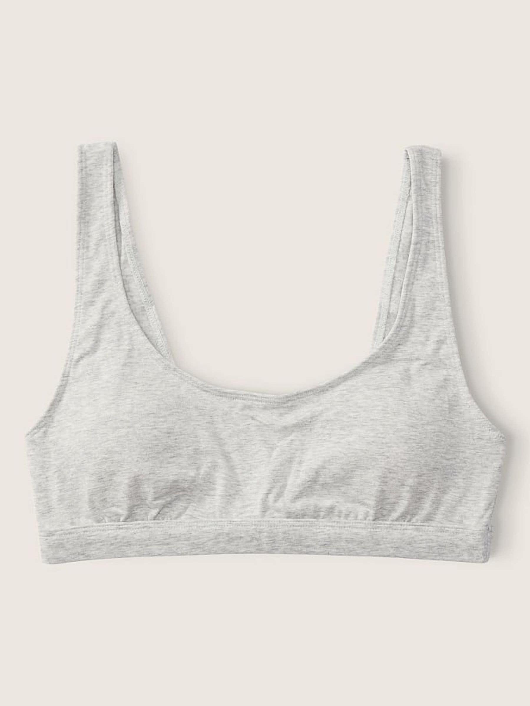 Heather Stone Grey Cotton Lightly Lined Low Impact Bra - Image 4 of 4