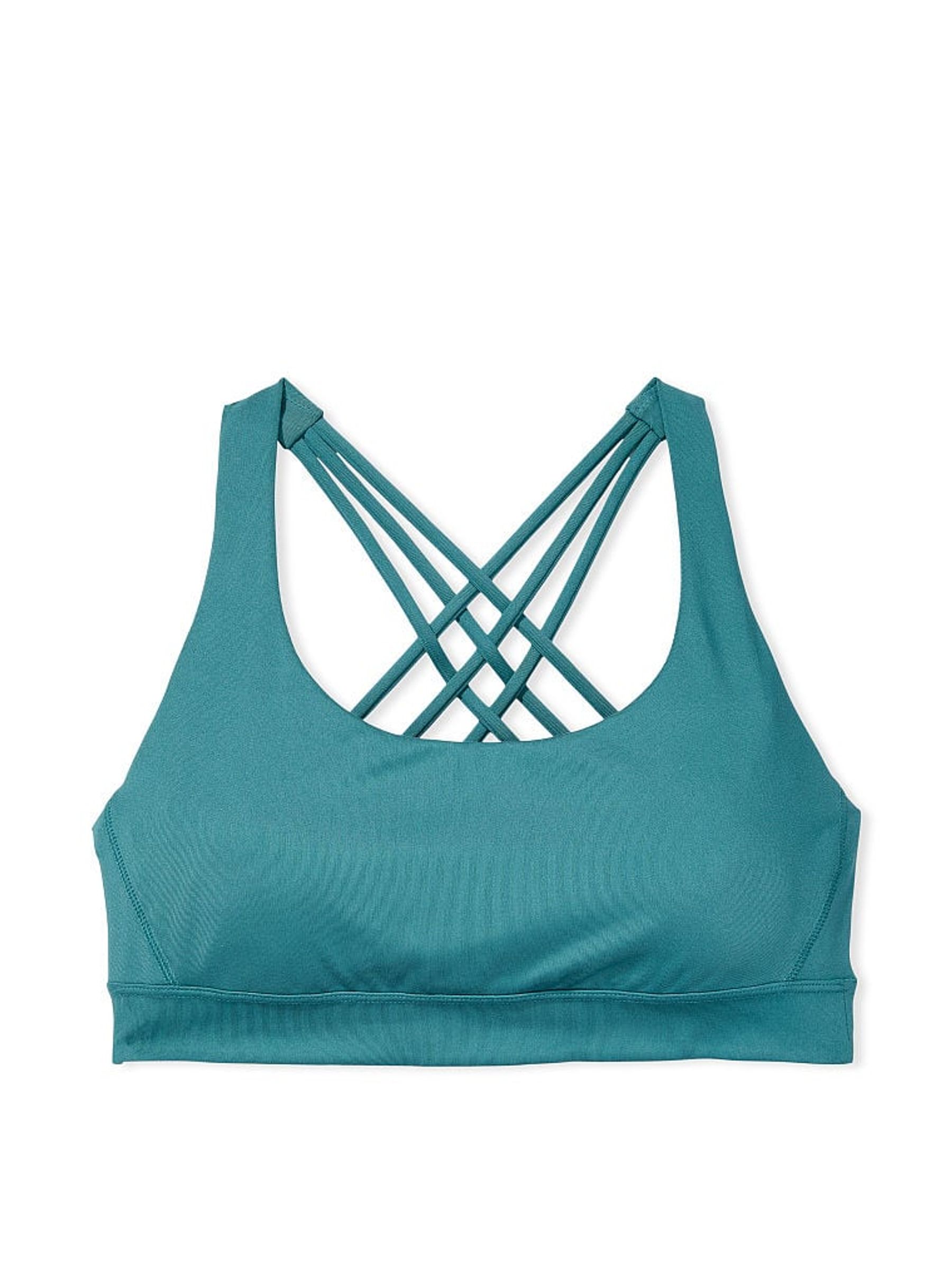 French Sage Blue Smooth Strappy Back Non Wired Minimum Impact Sports Bra - Image 4 of 5