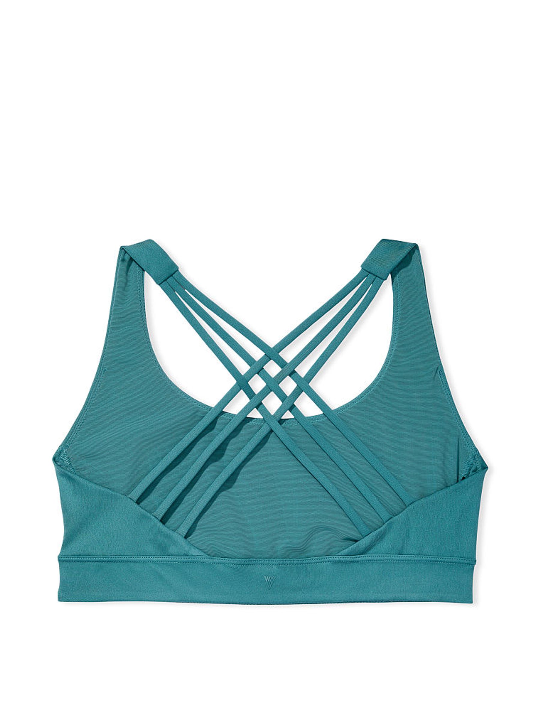 French Sage Blue Smooth Strappy Back Non Wired Minimum Impact Sports Bra - Image 5 of 5