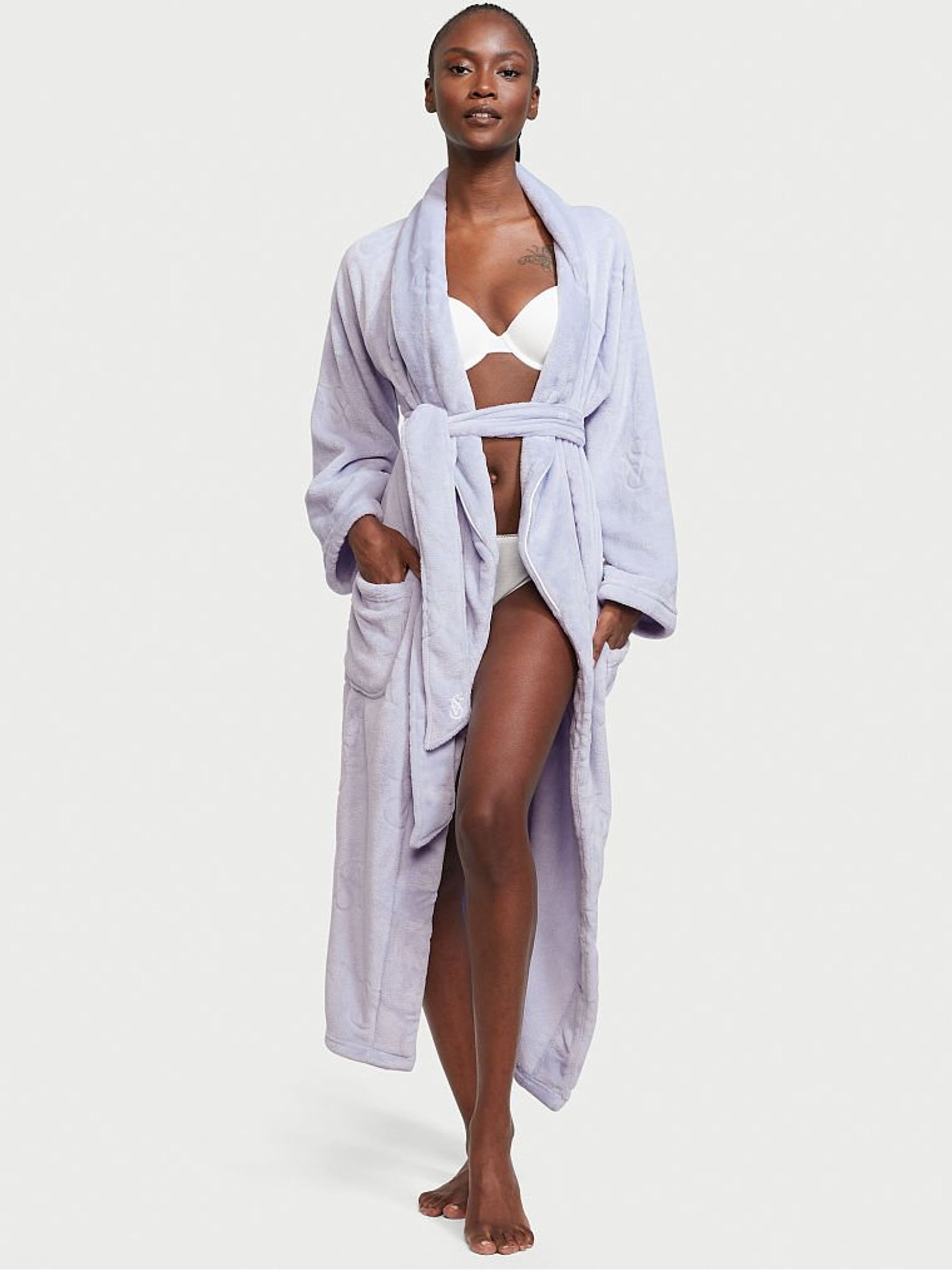 Icy Lavender Plush Long Robe - Image 1 of 3