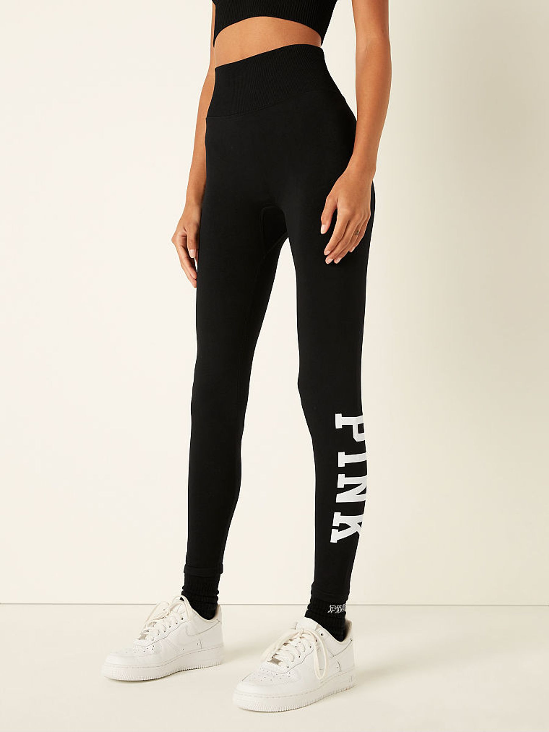 Pure Black Seamless High Waist Full Length Workout Legging - Image 1 of 4