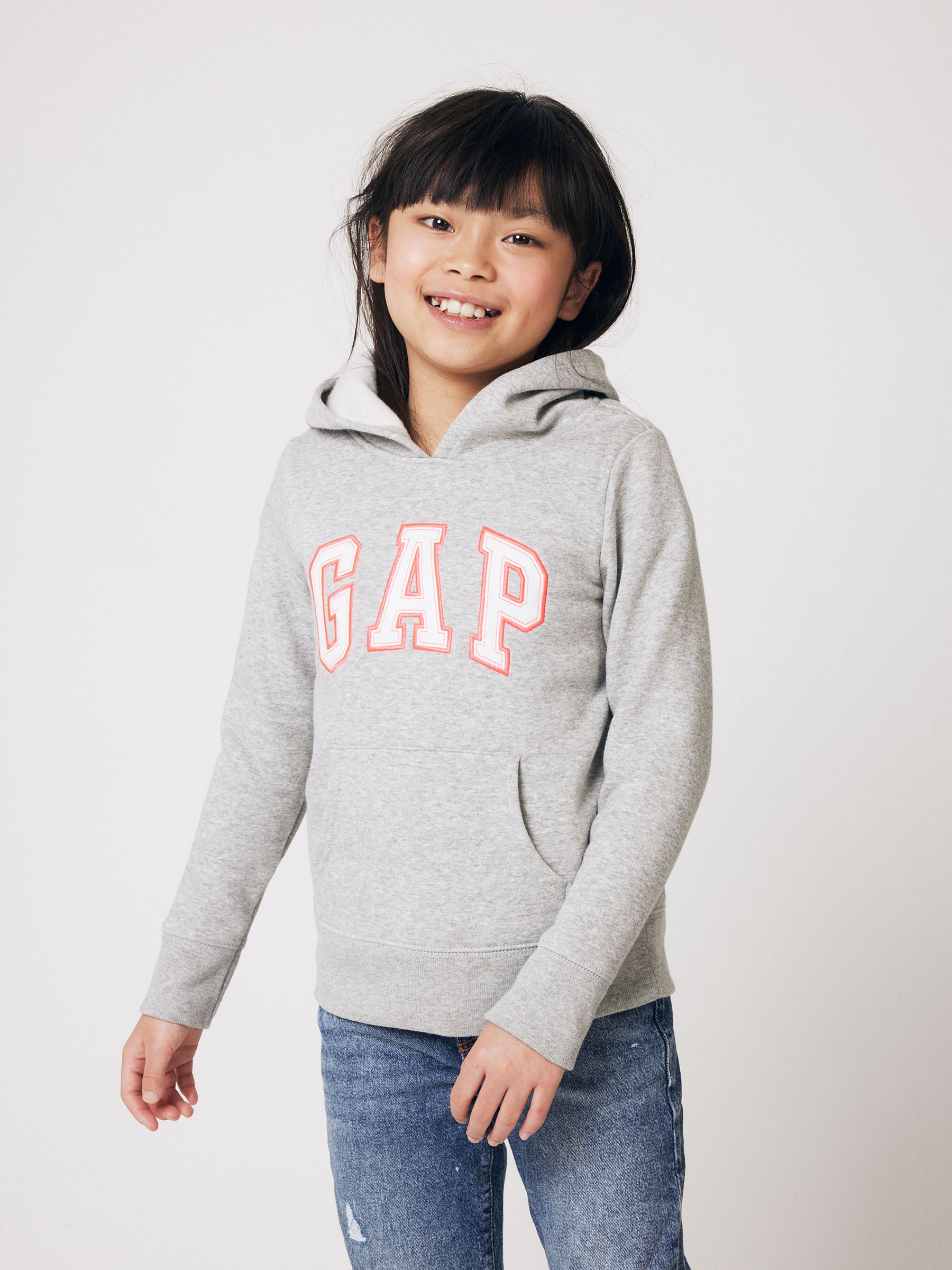 Grey/Pink Logo Hoodie (4-13yrs) - Image 1 of 7