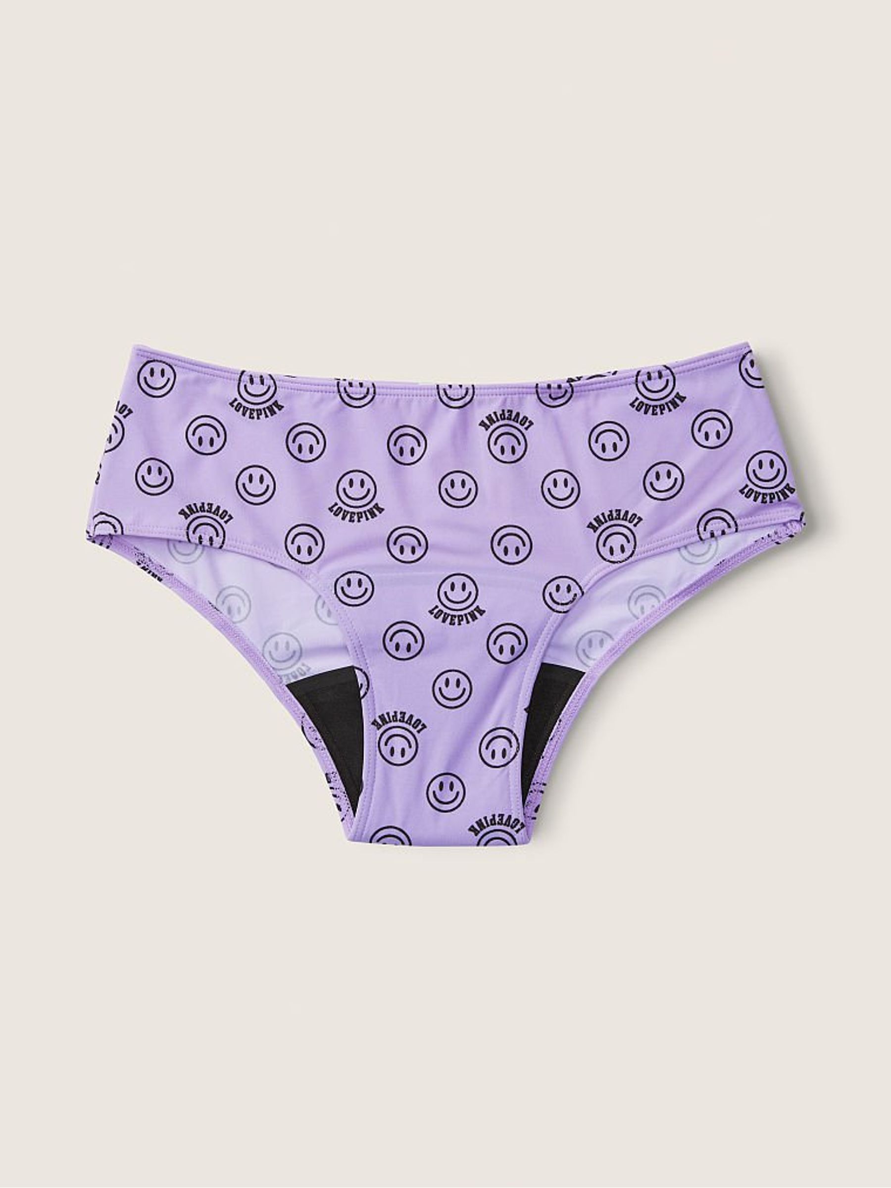 Lavender Love Smiley Print Purple Period Hipster Knickers - Image 3 of 4