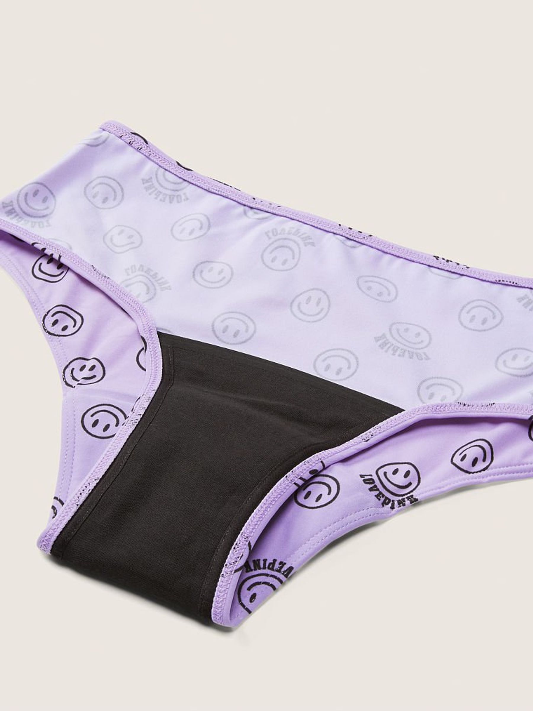 Lavender Love Smiley Print Purple Period Hipster Knickers - Image 4 of 4