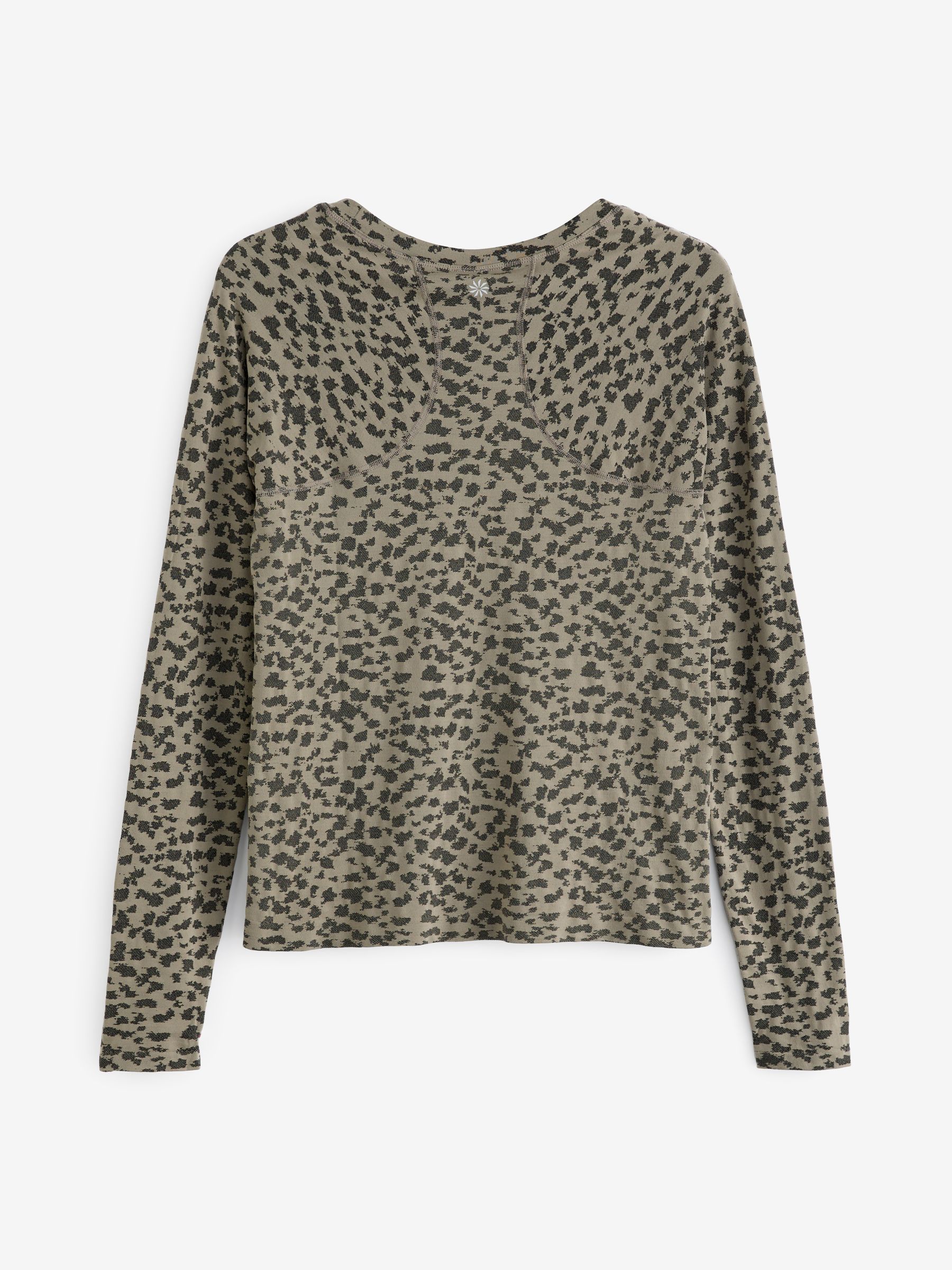 Athleta Khaki Green Momentum Leopard Print Seamless Long Sleeve T-Shirt - Image 2 of 3