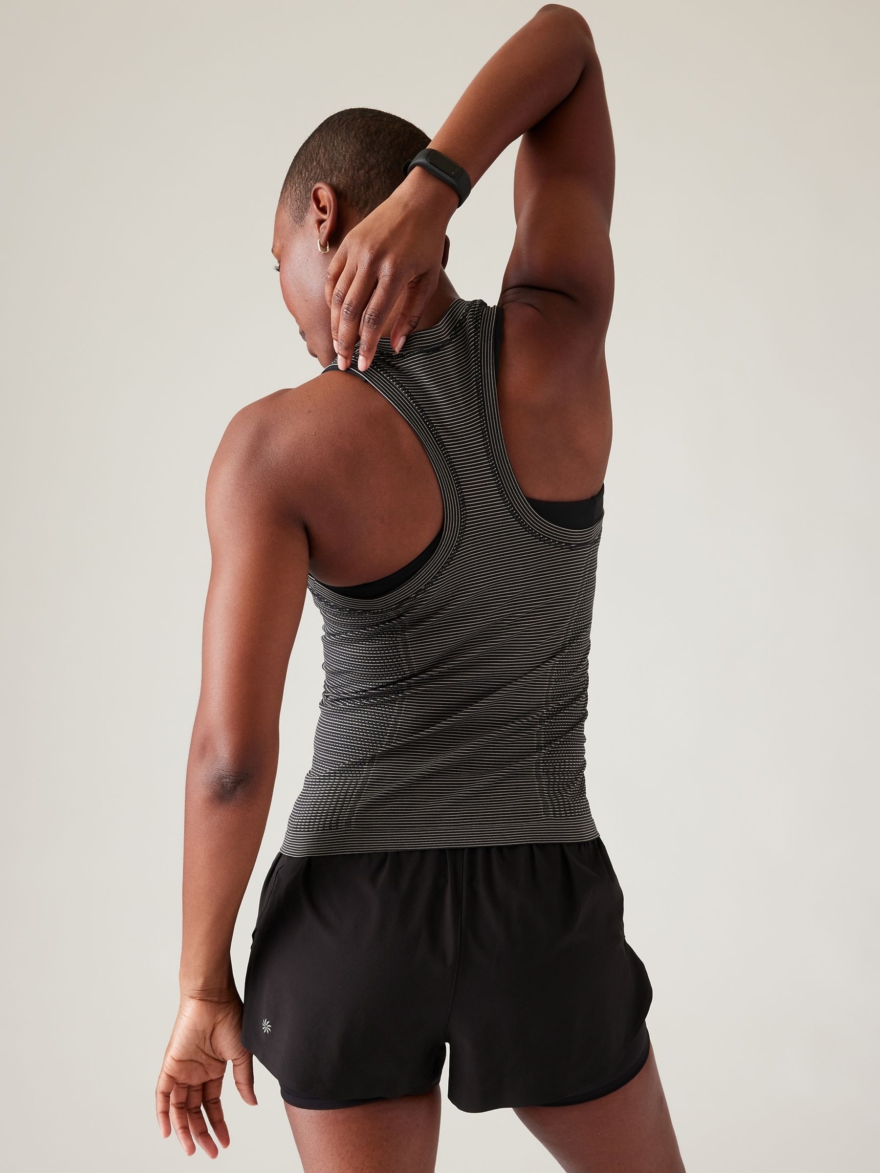 Athleta Black/White Momentum Stripe Seamless Tank - Image 2 of 5