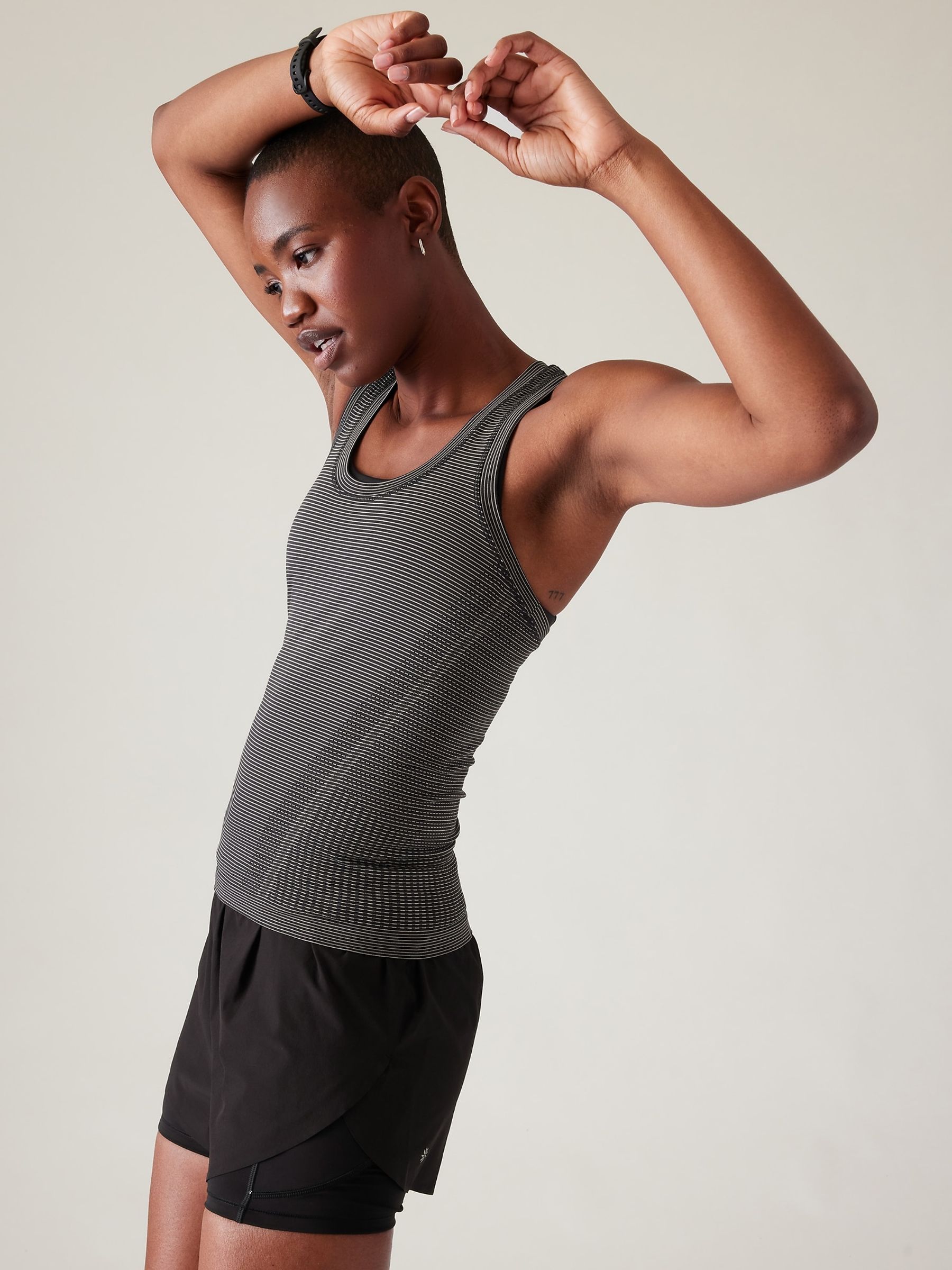 Athleta Black/White Momentum Stripe Seamless Tank - Image 3 of 5