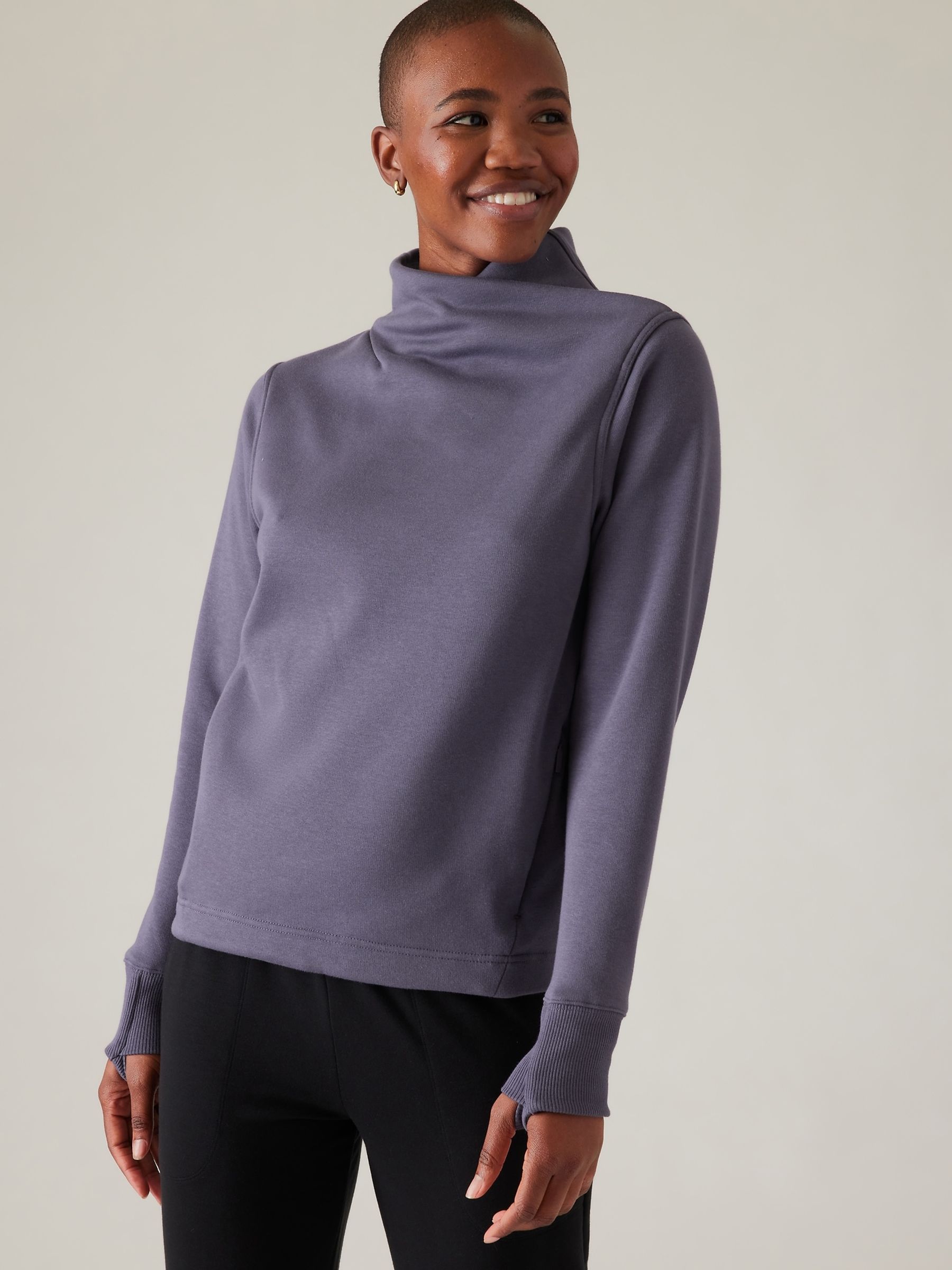 Athleta Purple Cosy Karma Twist Neck Sweatshirt - Image 1 of 1