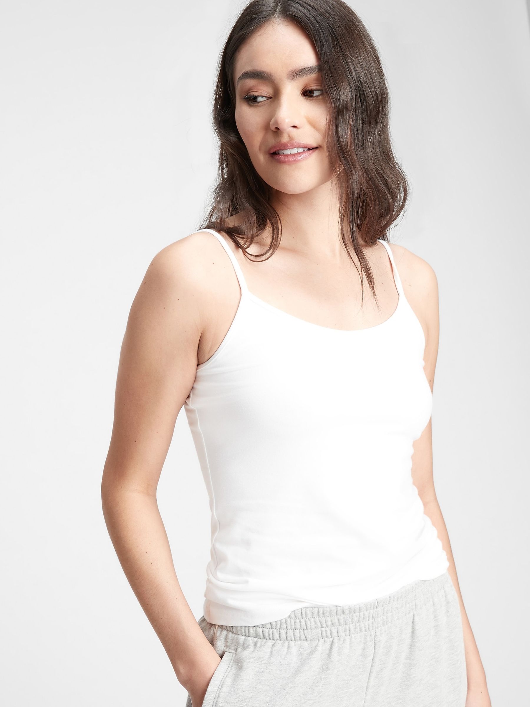 White Fitted Adjustable Strappy Top - Image 1 of 7