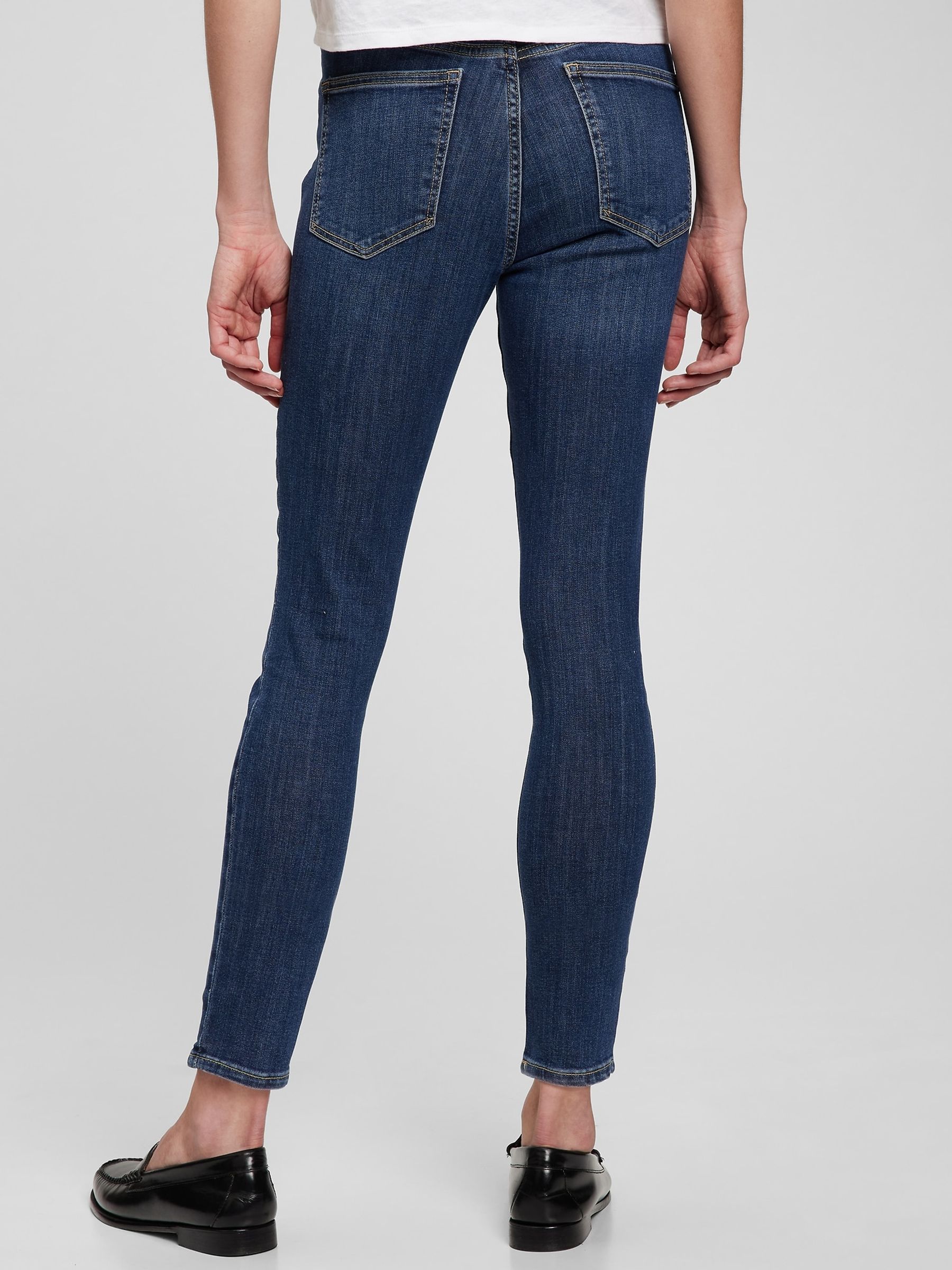 Mid Indigo Blue High Waisted Stretch True Skinny Jeans - Image 2 of 6